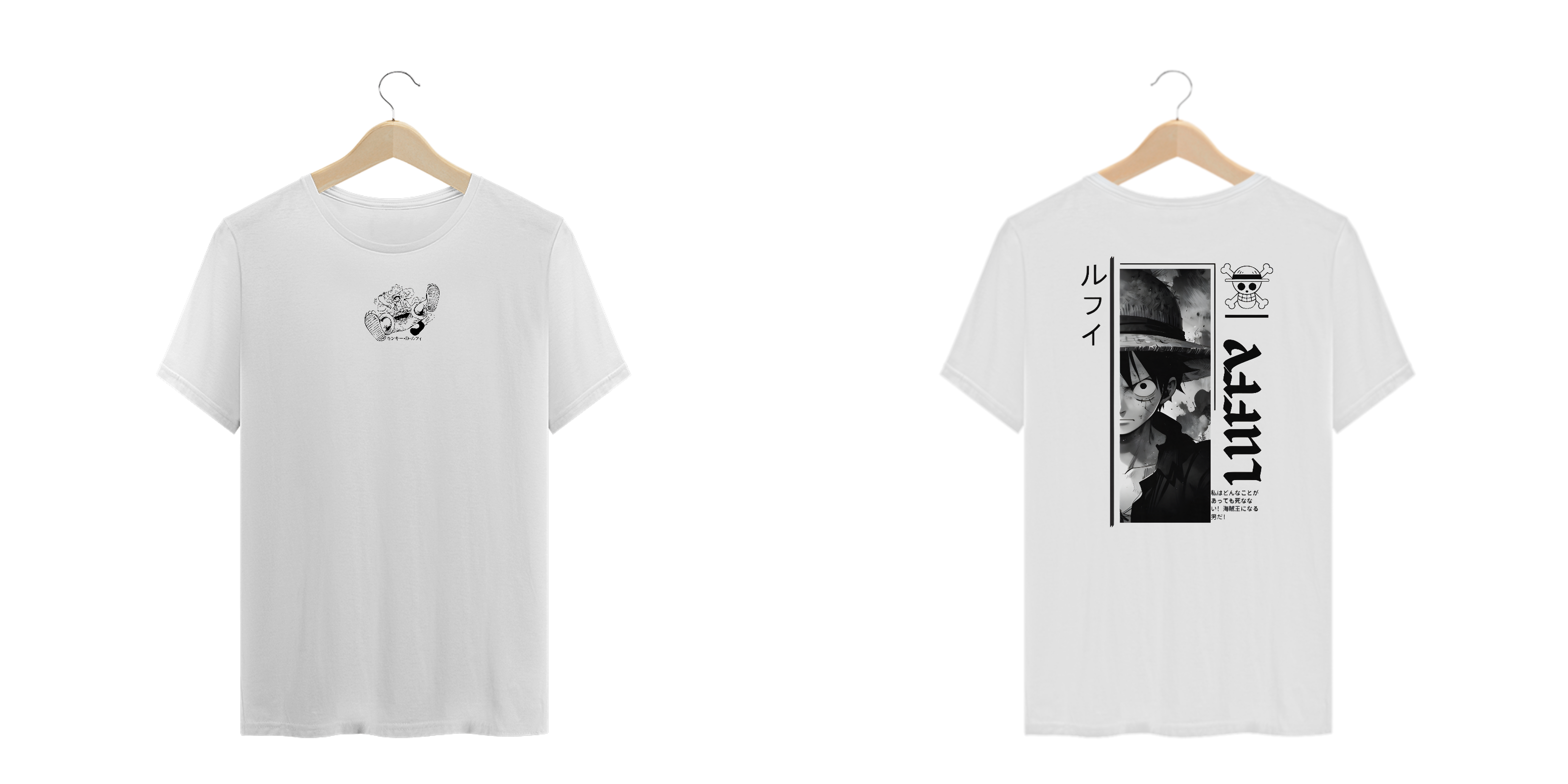 One Piece - T-Shirt Plus SIze Branca Frente/Costas Luffy I