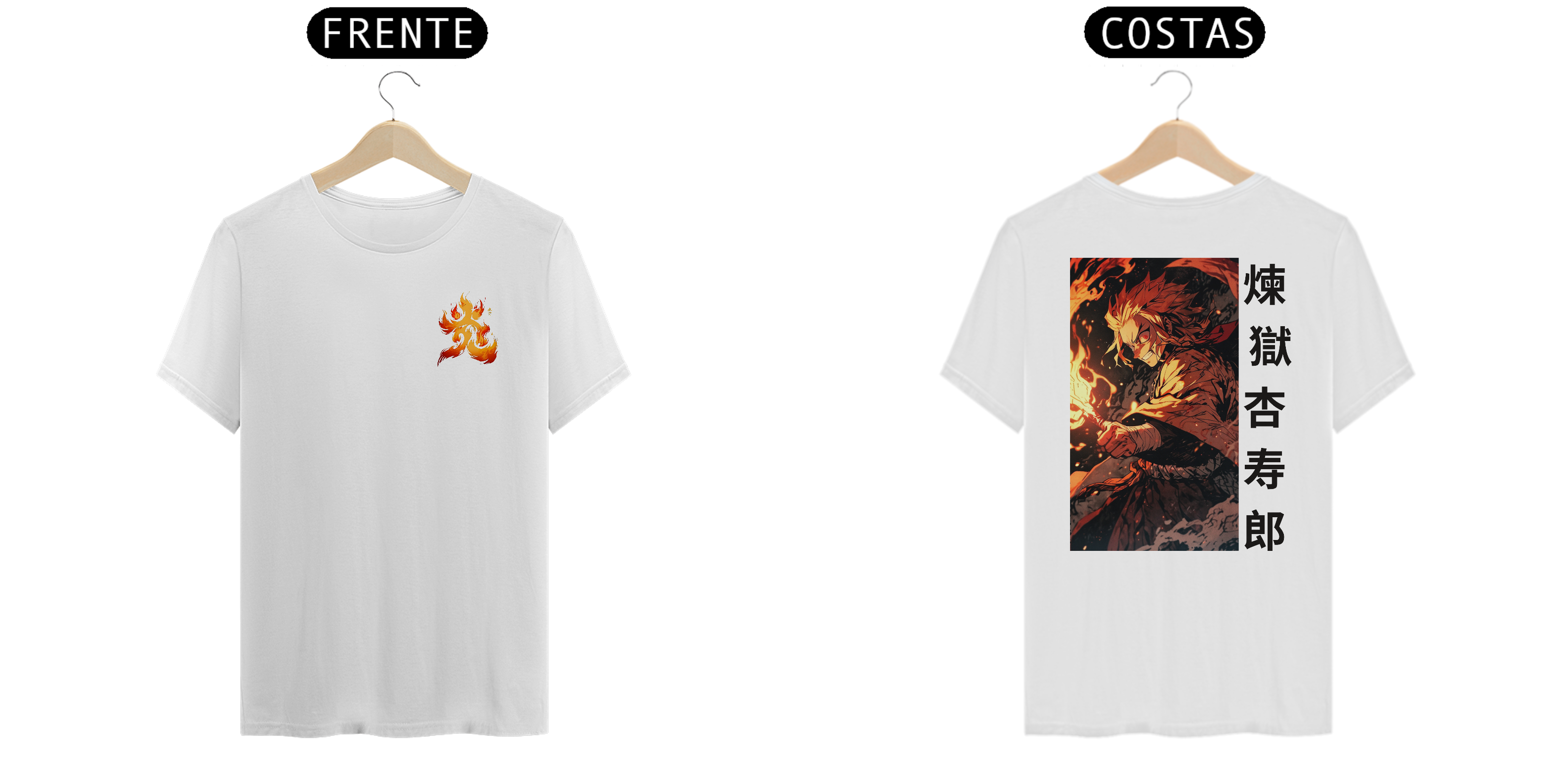 Demon Slayer - T-Shirt Branca Frente/Costas Rengoku