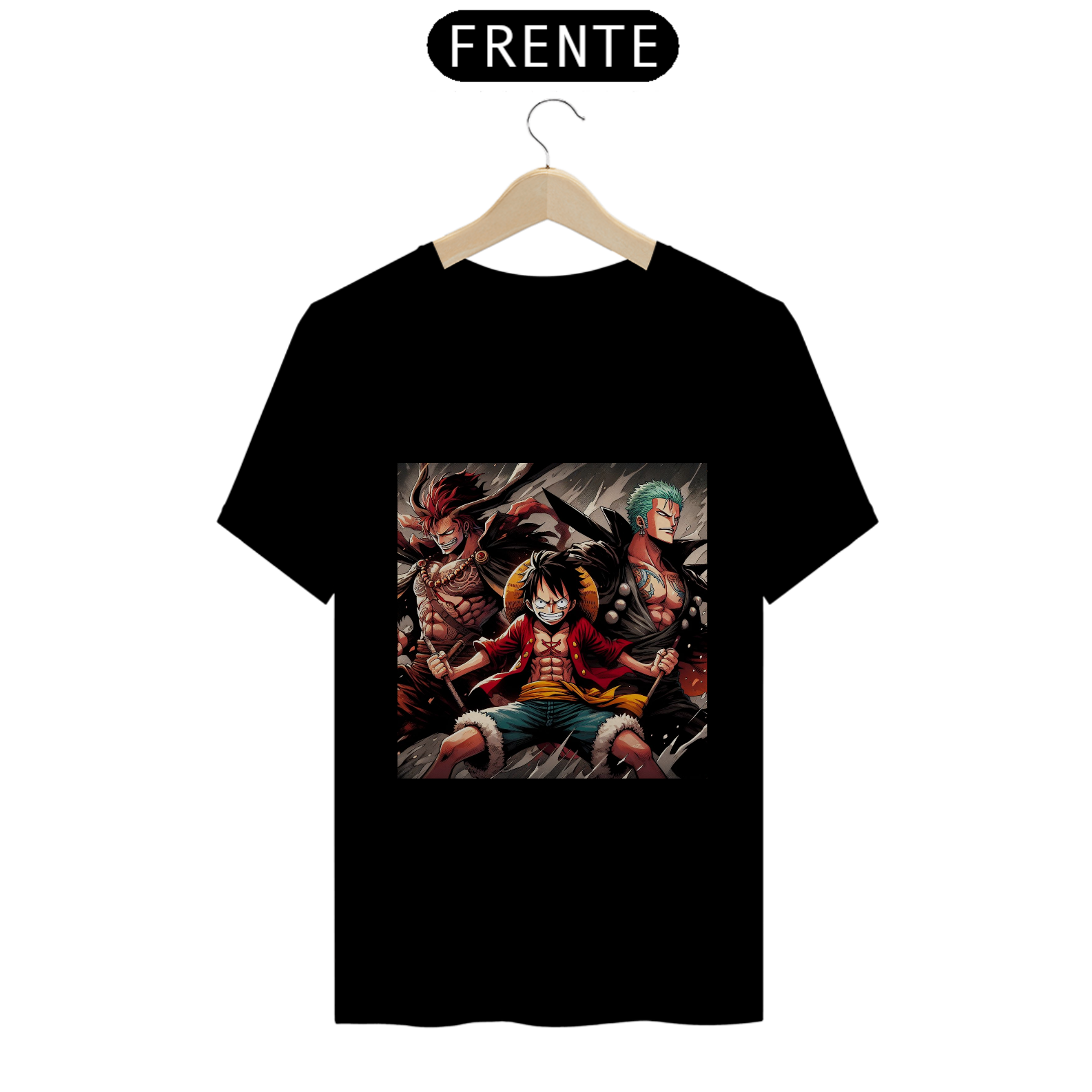 T-Shirt Luffy, Zoro e Shanks (One Piece)