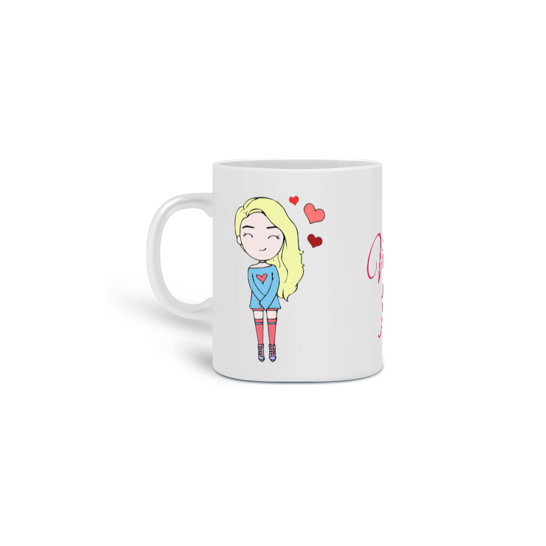 Caneca Fofinha com bonequinha e a frase: Vida Fofa!