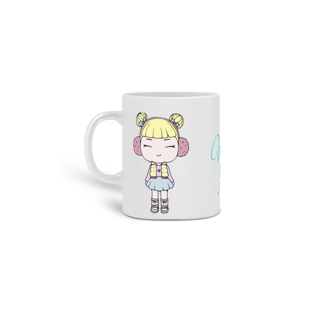 Caneca Fofa com bonequinha e frase: Vida Fofa!