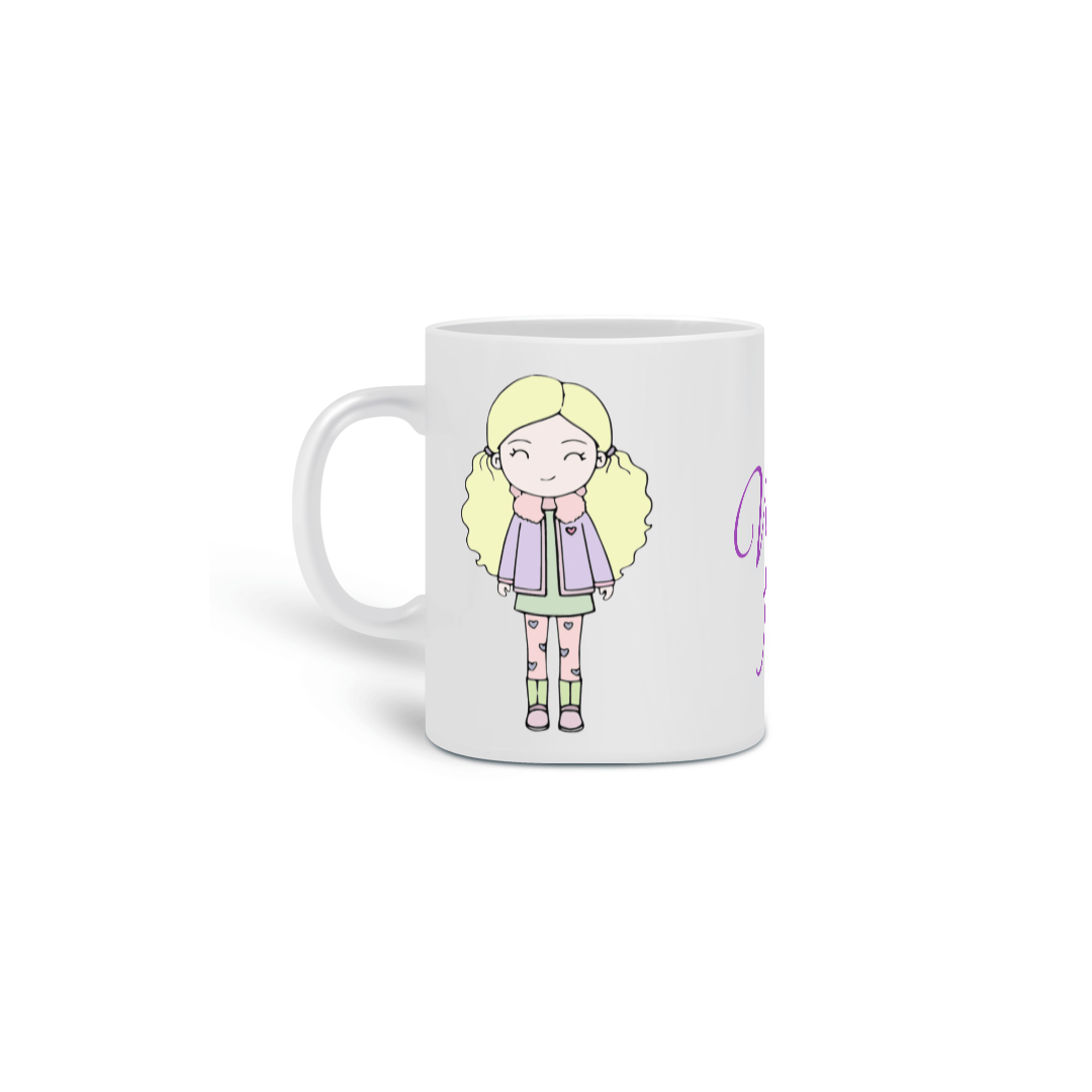 Caneca Fofinha de bonequinha fofa com a frase: Vida Fofa!