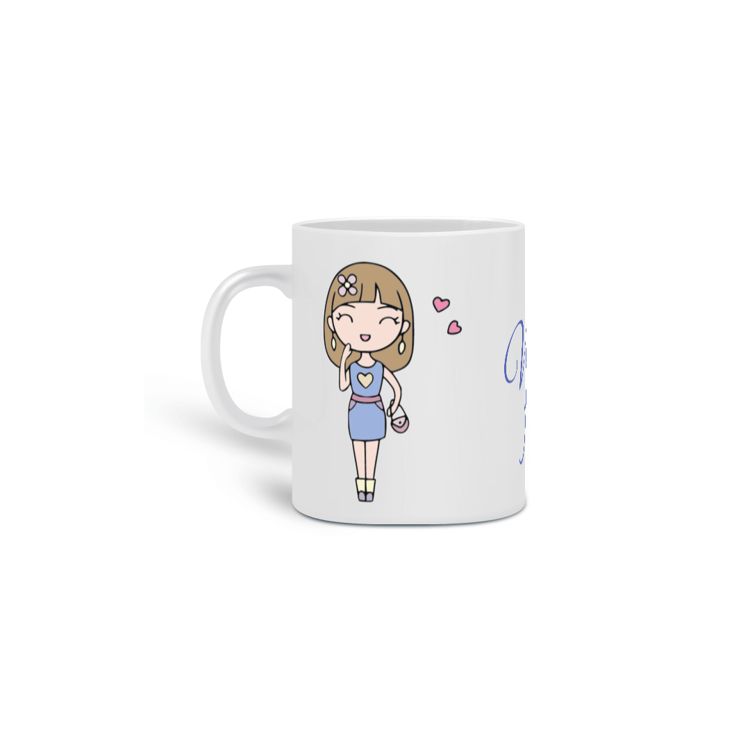 Caneca Fofinha com bonequinha fofa e frase: Vida Fofa!