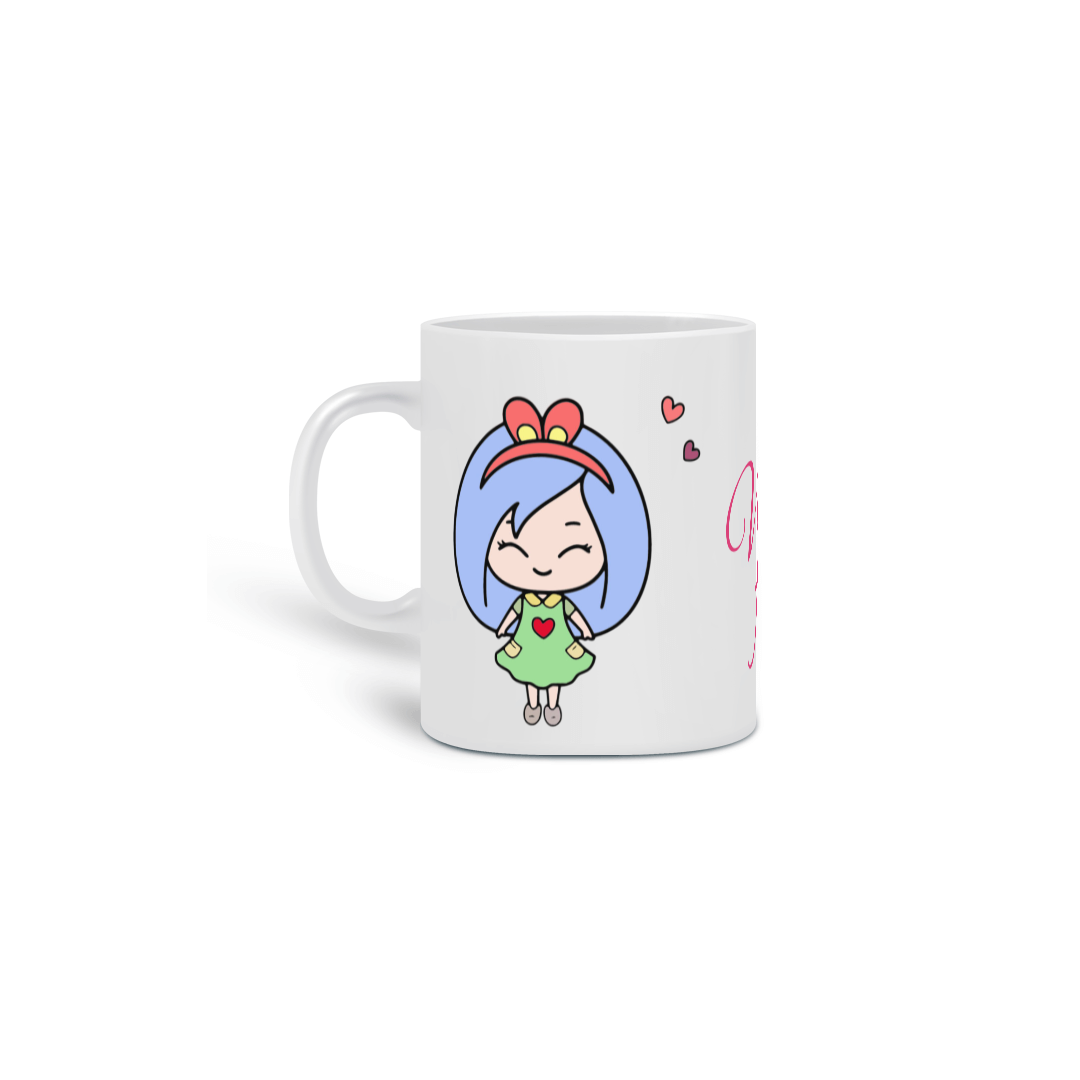 Caneca Fofinha de bonequinha Fofa com a frase: Vida Fofa!