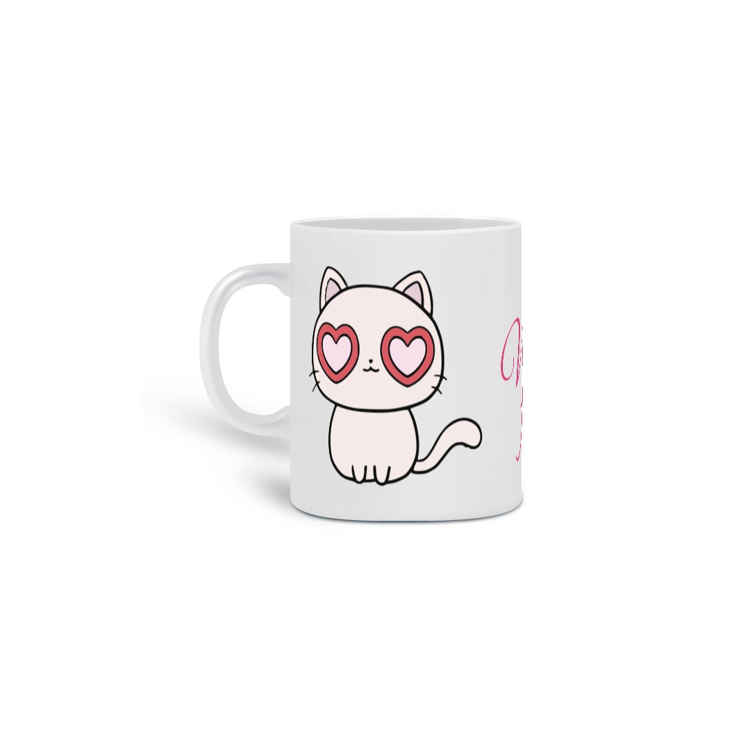 Caneca Fofa com gatinho fofo w a frase: Vida Fofa!