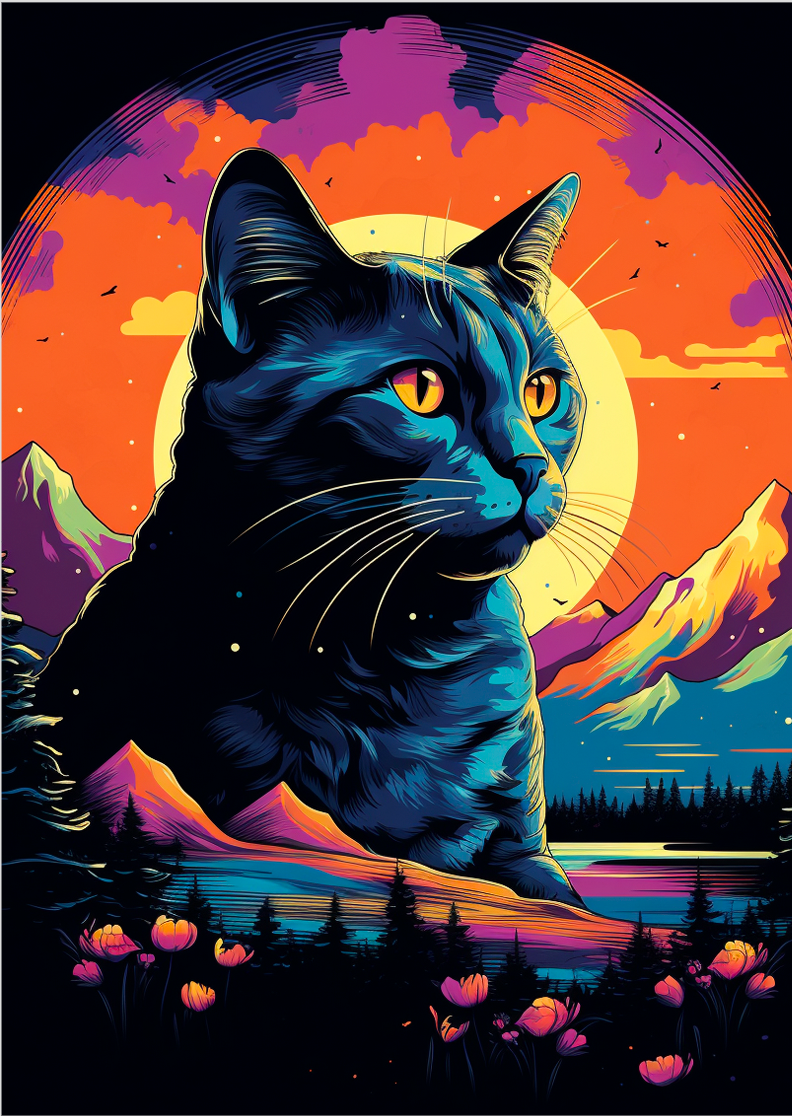 Pôster Ilustração de gatos