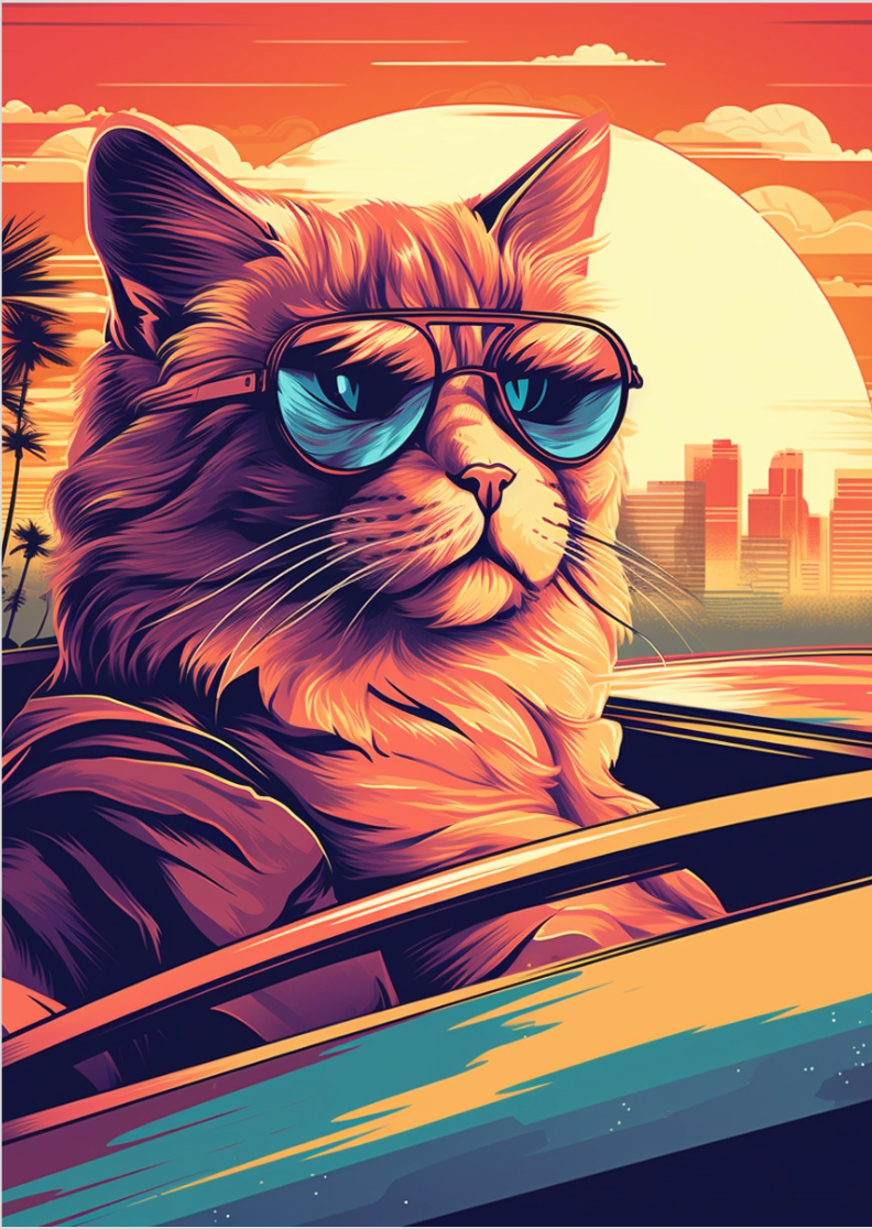 Nome do produto: Pôster Ilustração de gatos