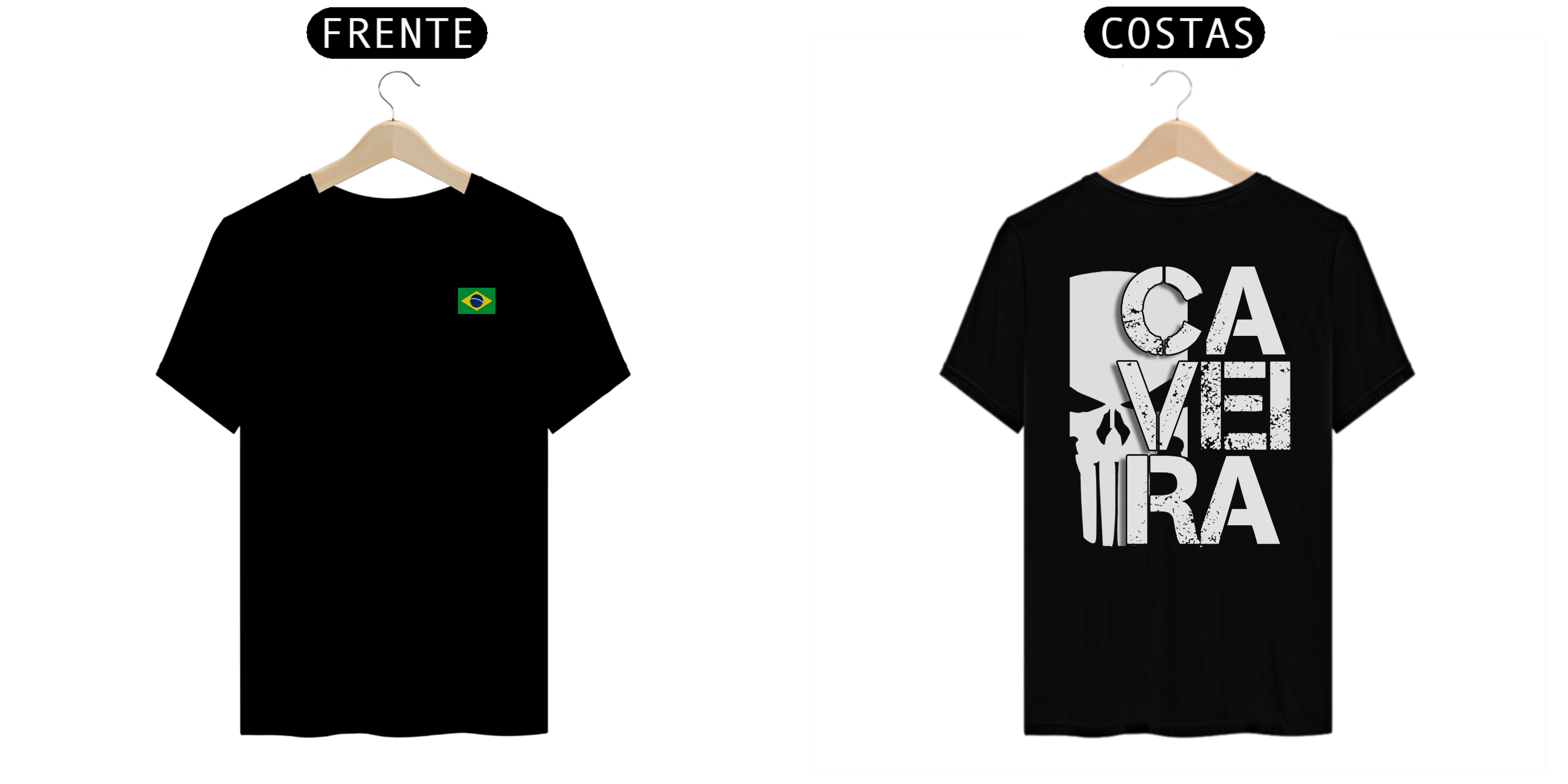 Nome do produto: Camisa Caveira - Mini-Bandeira do BRASIL