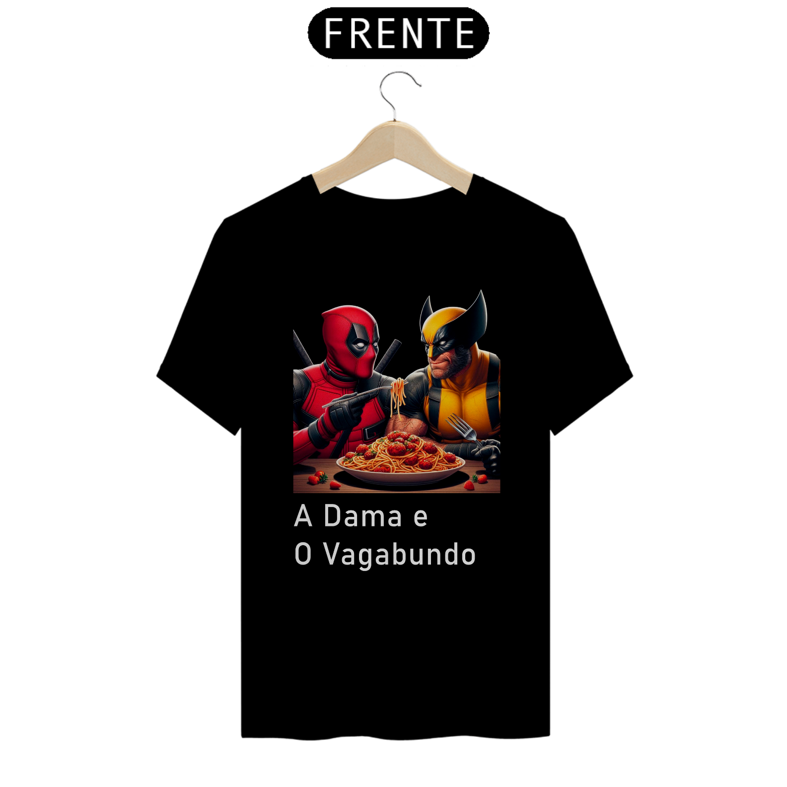 CAMISETA DEADPOOL E WOLVERINE A DAMA E O VAGABUNDO