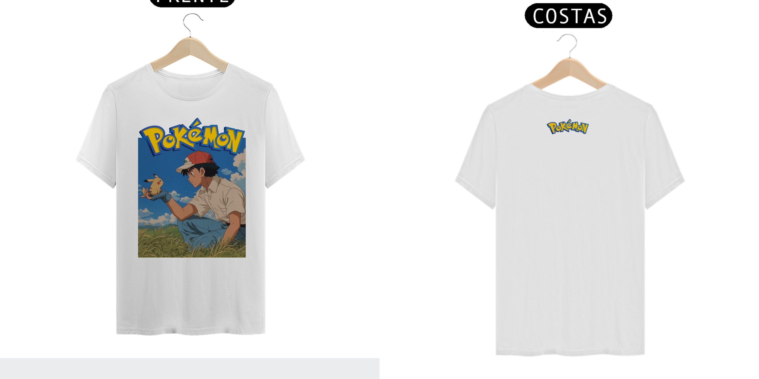 CAMISETA UNISSEX POKEMON ASH & PIKACHU GHIBLI