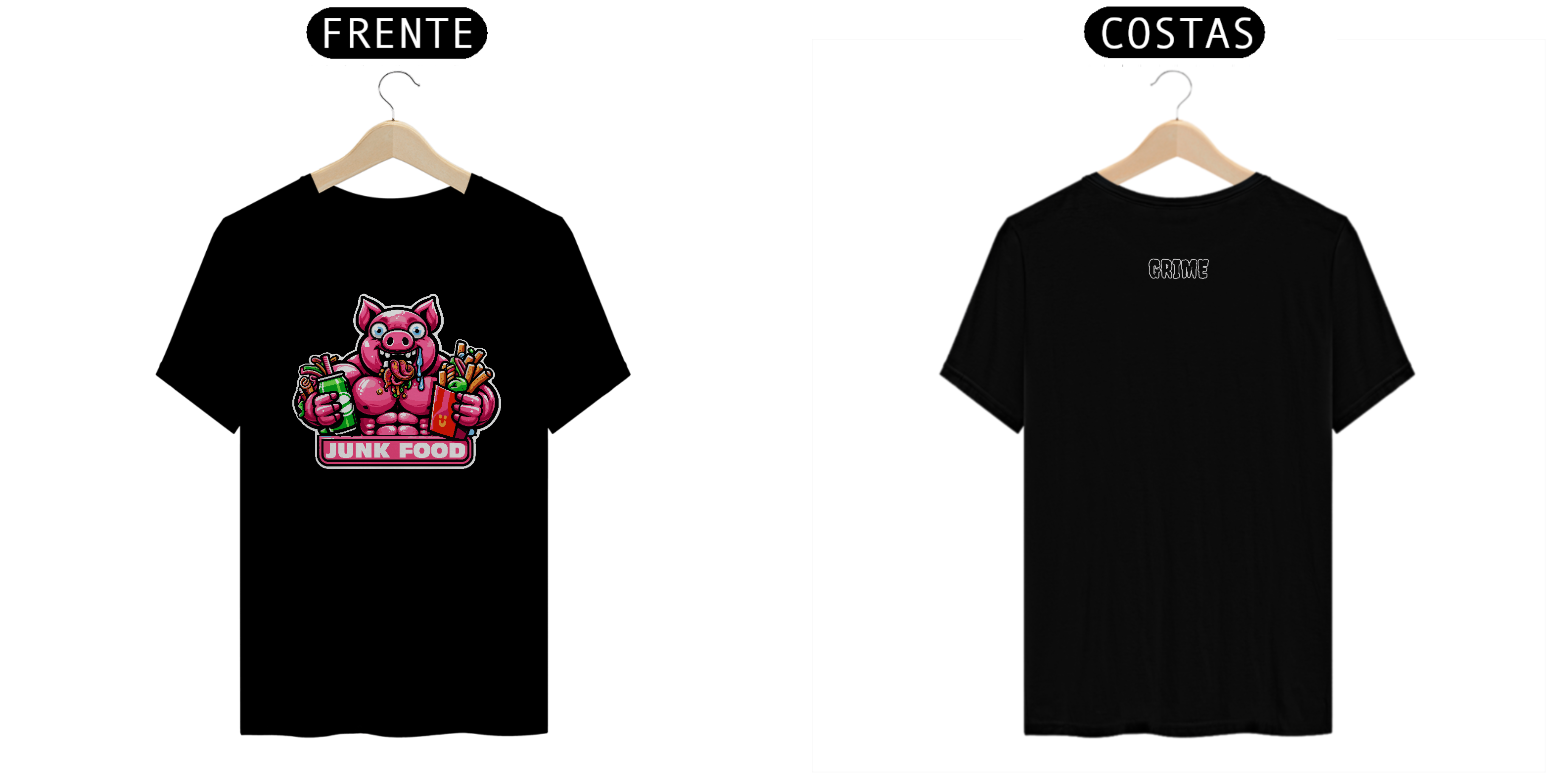 T-Shirt Clássica - CrAzY PiG JuNk FoOd