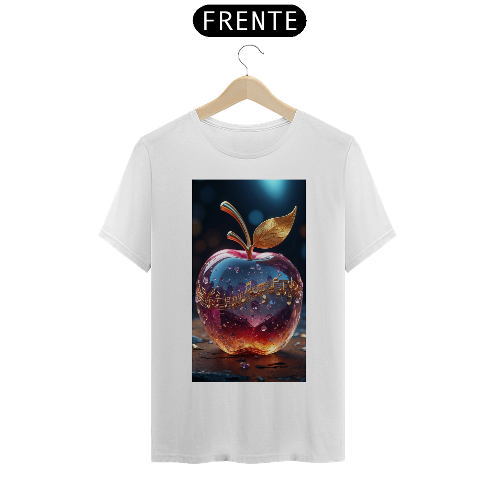 Maçã de Cristal com Notas Musicais detalhado em alta qualidade 8K Ultra HD