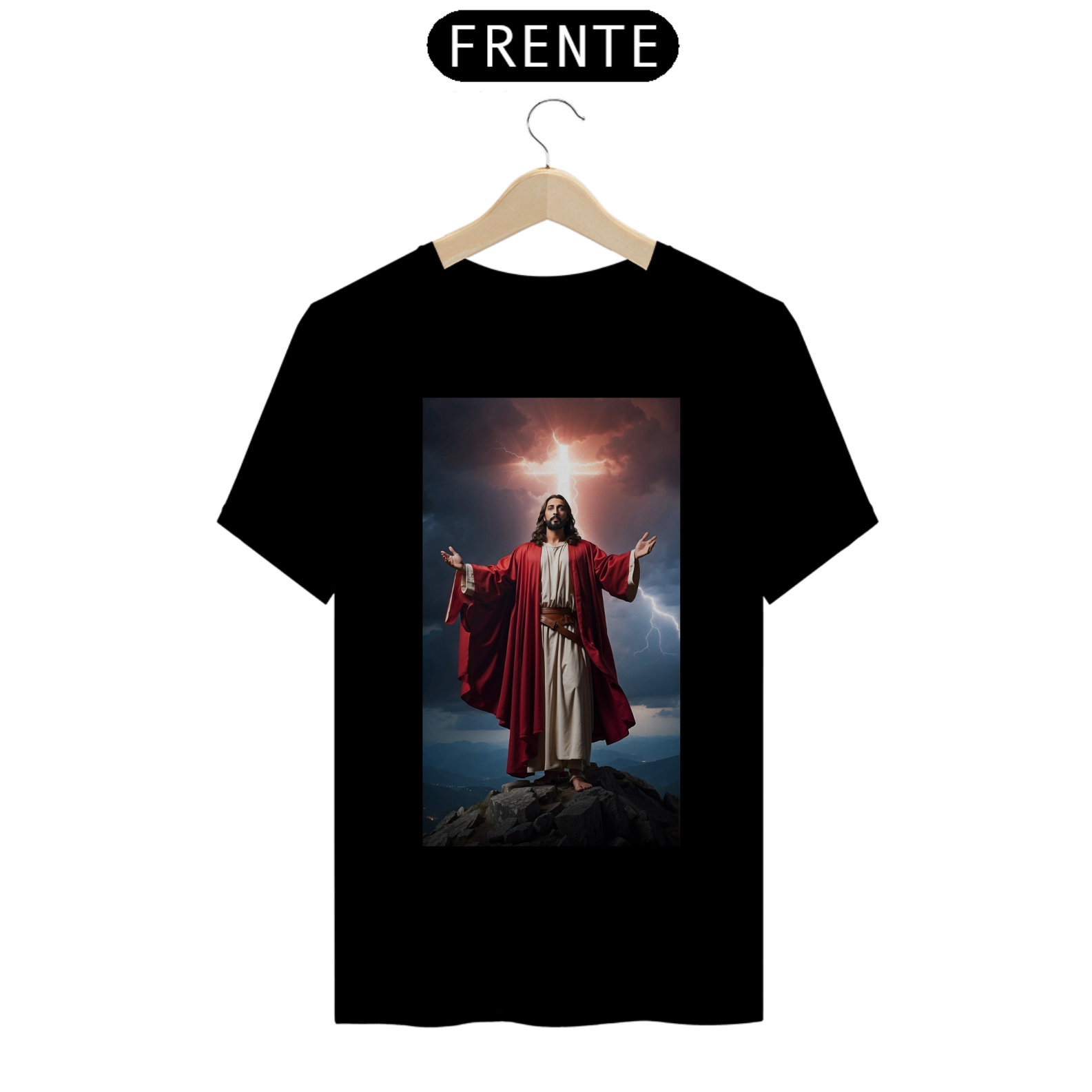 Jesus Cristo de manto vermelho em uma Montanha