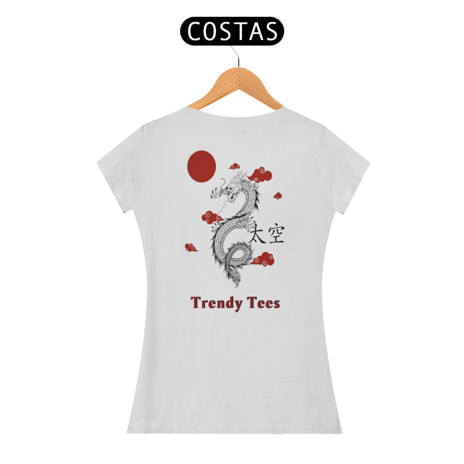 Camiseta Feminina com estampa de dragão nas costas