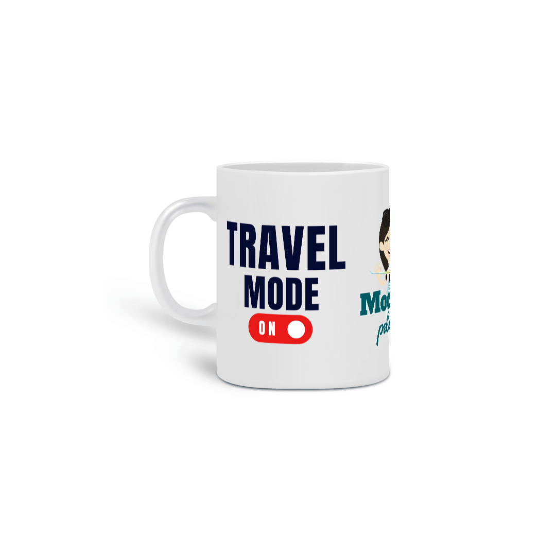 Caneca Travel Mode On - Mochileiros pelo Mundo