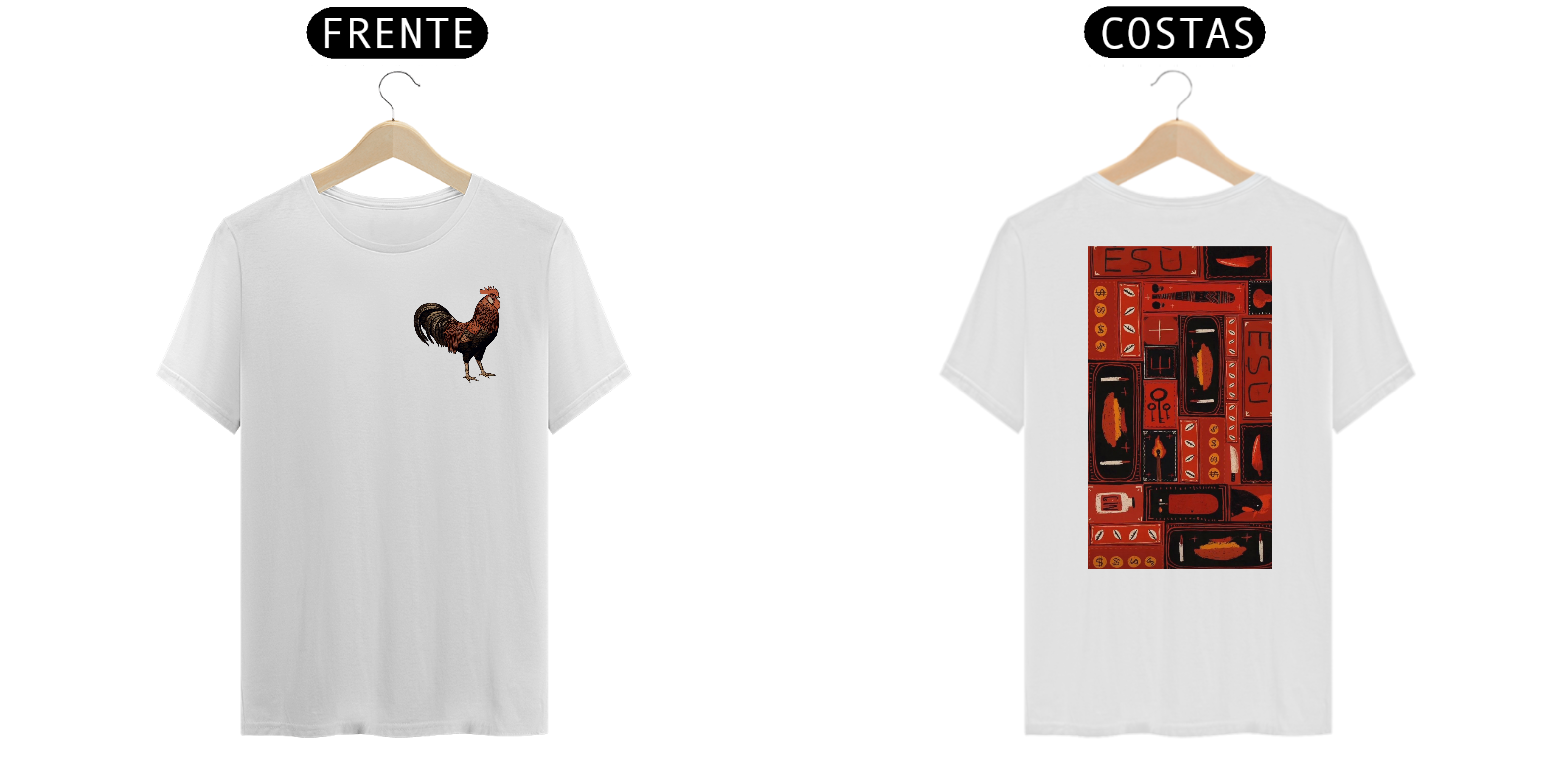 Nome do produto: Camiseta De Exu Com Estampa De Galo