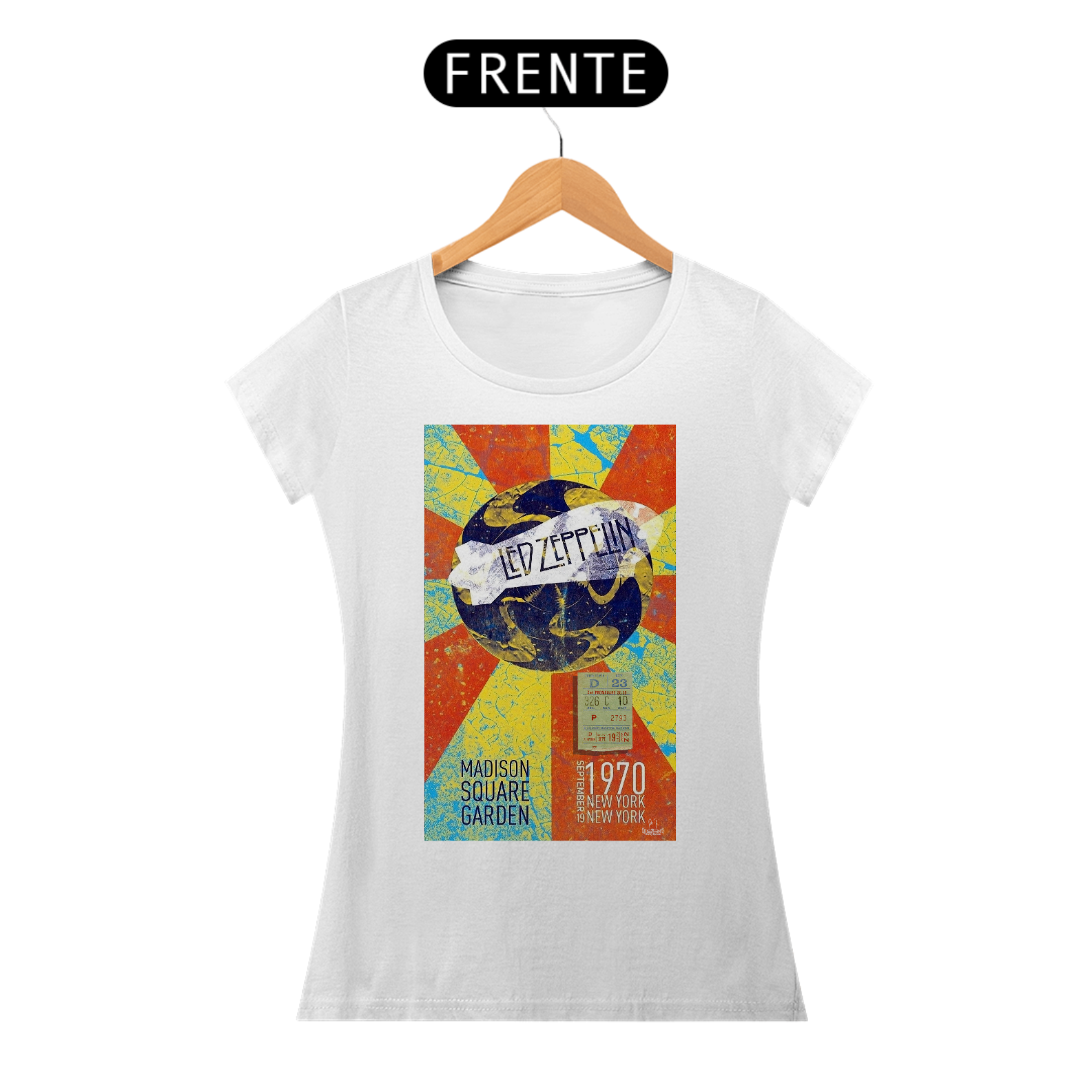 Baby Lokk feminina Led Zeppelin - Madison Square Garden 1970 - ANTES DE COMPRAR VEJA TABELA DE MEDIDAS ABAIXO DO BOTÃO COMPRAR, POIS TROCA POR ERRO DE TAMANHO É DE RESPONSABILIDADE SUA E GERA CUSTO PRA VOCÊ