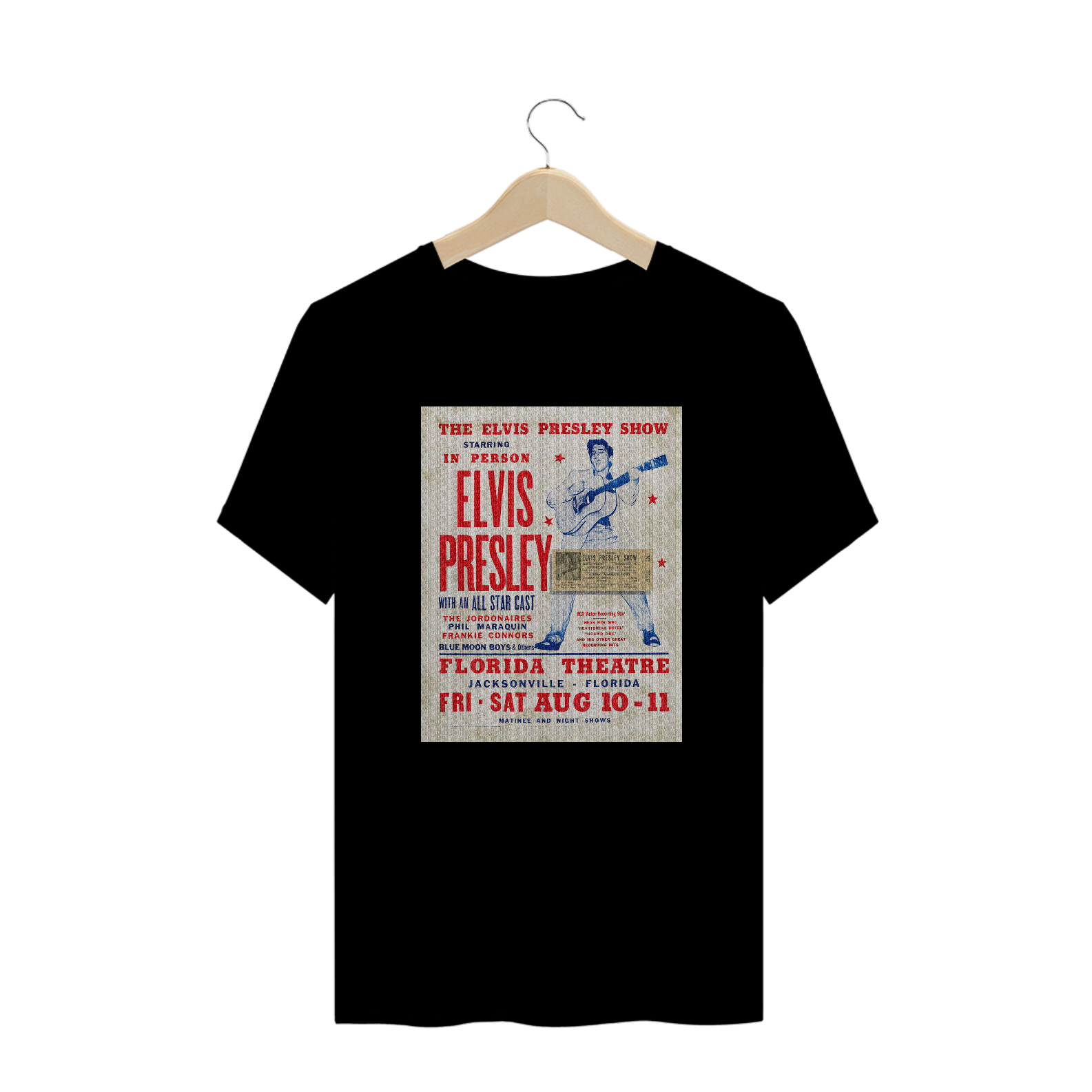 Camiseta Elvis Presley - Jacksonville 1956 - ANTES DE COMPRAR VEJA TABELA DE MEDIDAS ABAIXO DO BOTÃO COMPRAR, POIS TROCA POR ERRO DE TAMANHO É DE RESPONSABILIDADE SUA E GERA CUSTO PRA VOCÊ