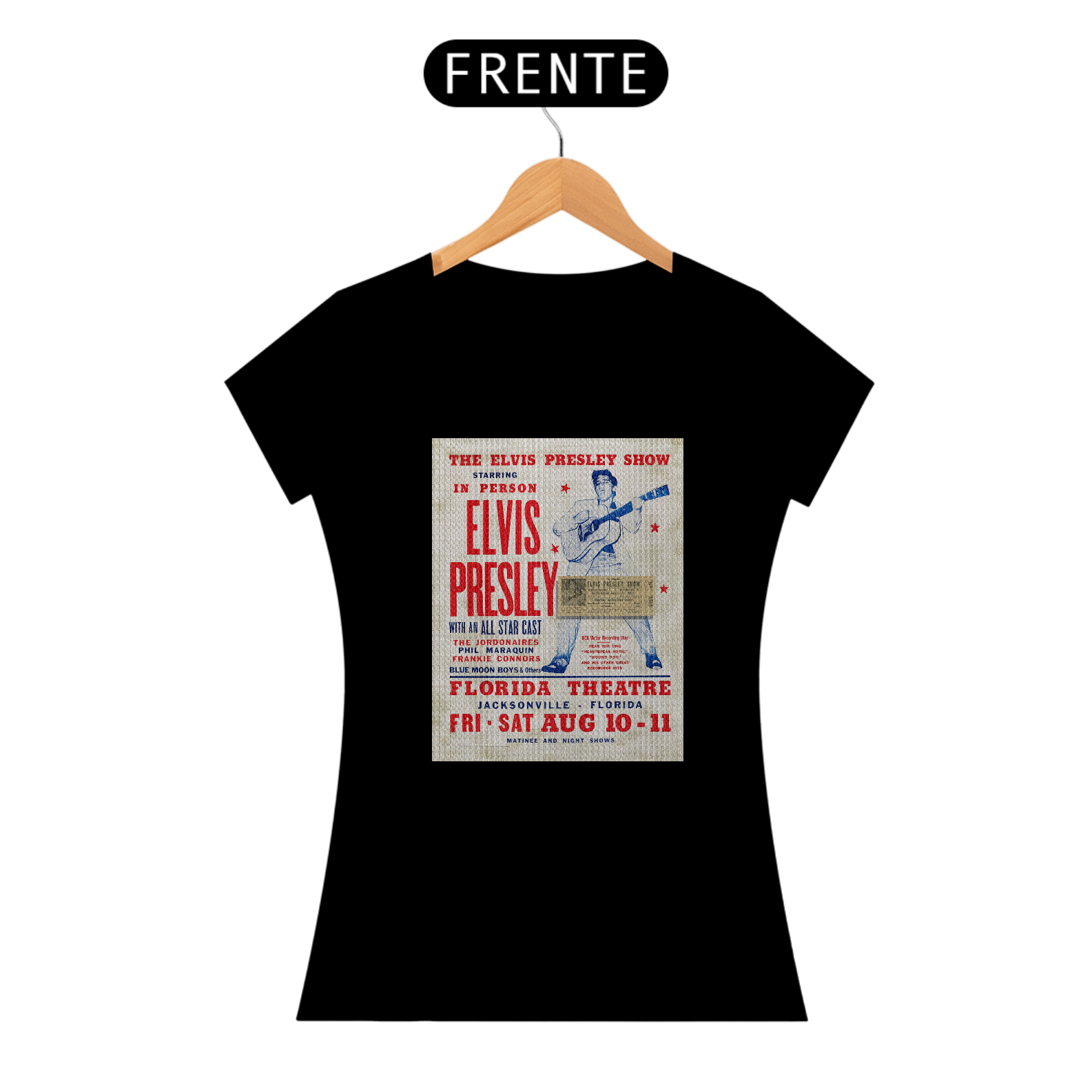 Baby Lokk feminina Elvis Presley - Jacksonville 1956 - ANTES DE COMPRAR VEJA TABELA DE MEDIDAS ABAIXO DO BOTÃO COMPRAR, POIS TROCA POR ERRO DE TAMANHO É DE RESPONSABILIDADE SUA E GERA CUSTO PRA VOCÊ