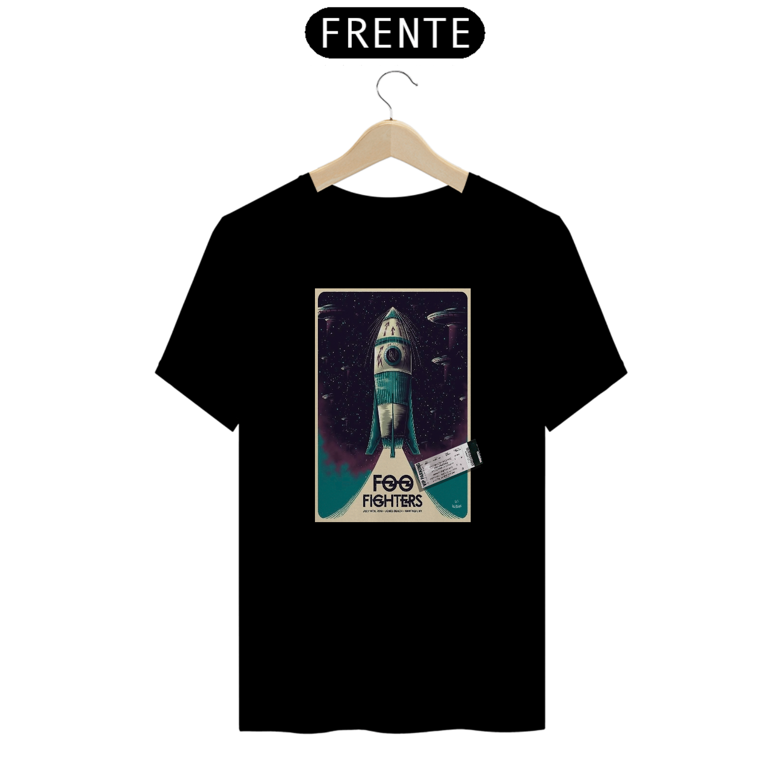 Camiseta Foo Fighters Show de 2018 em Nova Yorque com o ingresso na estampa - ANTES DE COMPRAR VEJA TABELA DE MEDIDAS ABAIXO DO BOTÃO COMPRAR, POIS TROCA POR ERRO DE TAMANHO É DE RESPONSABILIDADE SUA E GERA CUSTO PRA VOCÊ