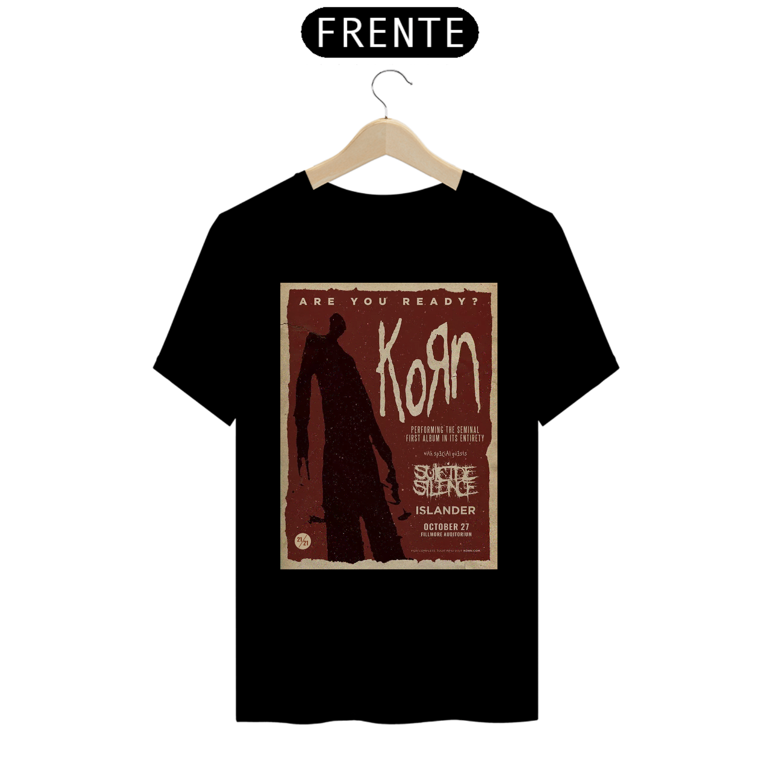 Camiseta Korn show de 2015 em Denver Colorado - ANTES DE COMPRAR VEJA TABELA DE MEDIDAS ABAIXO DO BOTÃO COMPRAR, POIS TROCA POR ERRO DE TAMANHO É DE RESPONSABILIDADE SUA E GERA CUSTO PRA VOCÊ
