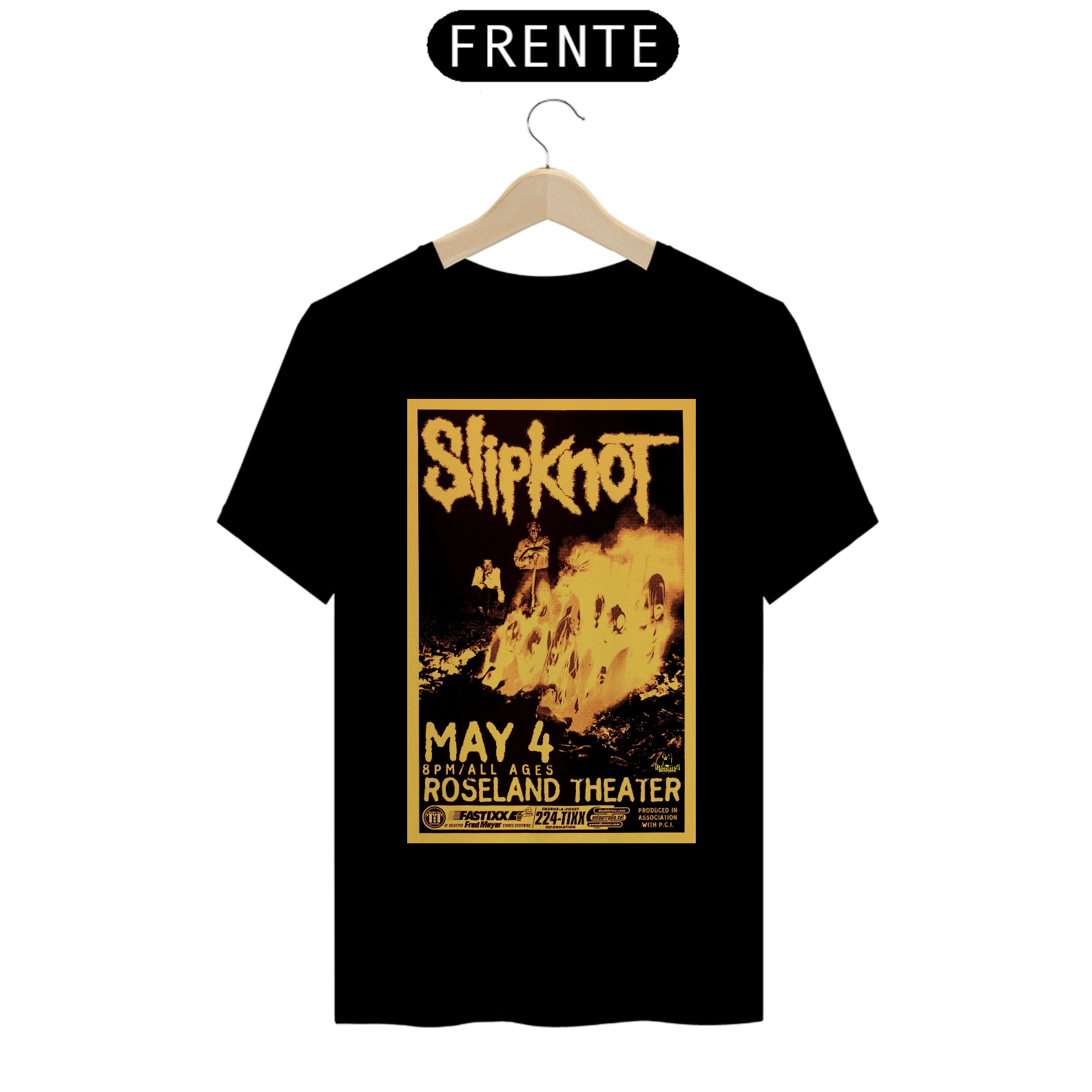 Camiseta Slipknot show em Portland no ano de 2000 - ANTES DE COMPRAR VEJA TABELA DE MEDIDAS ABAIXO DO BOTÃO COMPRAR, POIS TROCA POR ERRO DE TAMANHO É DE RESPONSABILIDADE SUA E GERA CUSTO PRA VOCÊ