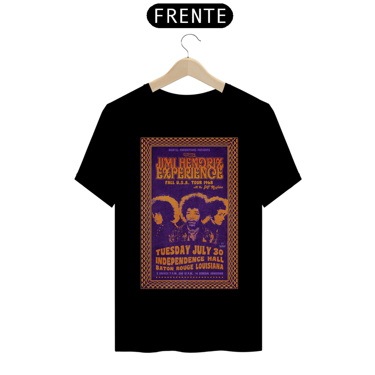 Nome do produto: Camiseta Jimi Hendrix show na Louisiana 1968 - ANTES DE COMPRAR VEJA TABELA DE MEDIDAS ABAIXO DO BOTÃO COMPRAR, POIS TROCA POR ERRO DE TAMANHO É DE RESPONSABILIDADE SUA E GERA CUSTO PRA VOCÊ