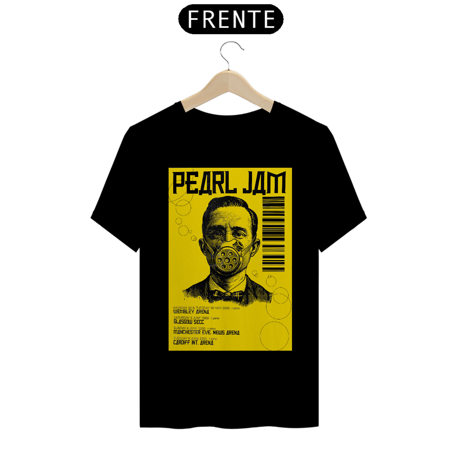Camiseta Pearl Jam Show na Inglaterra em 2000 - ANTES DE COMPRAR VEJA TABELA DE MEDIDAS ABAIXO DO BOTÃO COMPRAR, POIS TROCA POR ERRO DE TAMANHO É DE RESPONSABILIDADE SUA E GERA CUSTO PRA VOCÊ