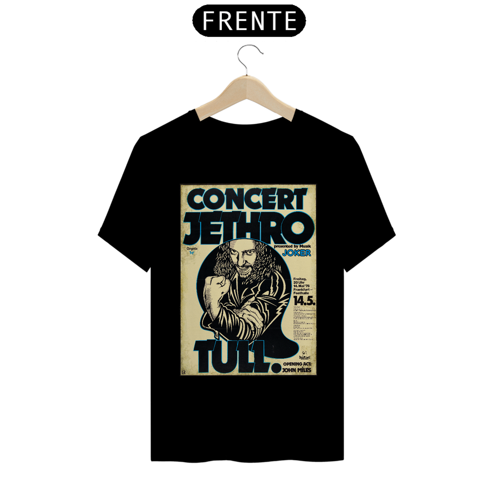 Camiseta Jethro Tull Show na lemanha de 1976 - ANTES DE COMPRAR VEJA TABELA DE MEDIDAS ABAIXO DO BOTÃO COMPRAR, POIS TROCA POR ERRO DE TAMANHO É DE RESPONSABILIDADE SUA E GERA CUSTO PRA VOCÊ
