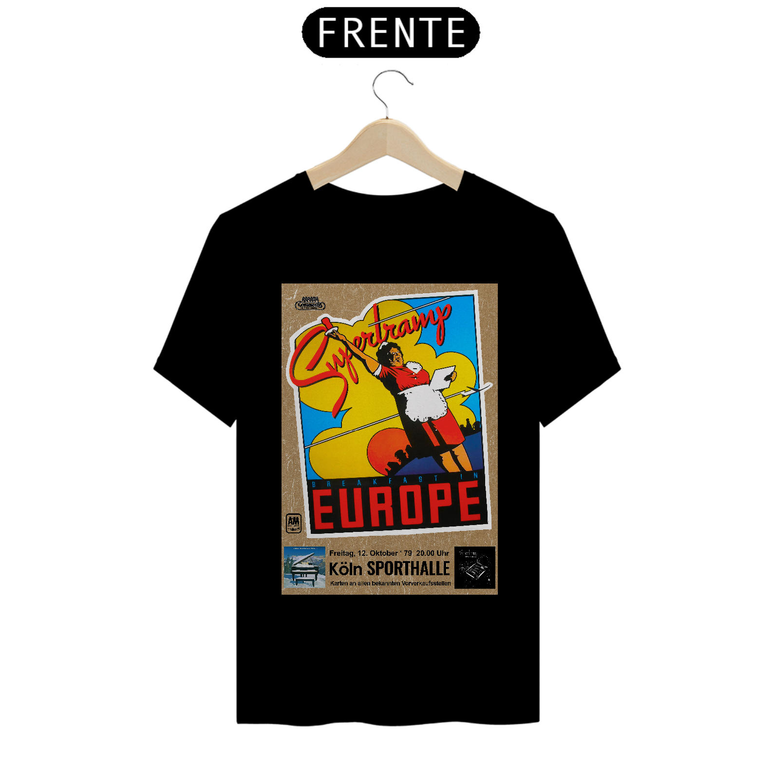 Camiseta Supertramp Show na Alemanha em 1979 - ANTES DE COMPRAR VEJA TABELA DE MEDIDAS ABAIXO DO BOTÃO COMPRAR, POIS TROCA POR ERRO DE TAMANHO É DE RESPONSABILIDADE SUA E GERA CUSTO PRA VOCÊ