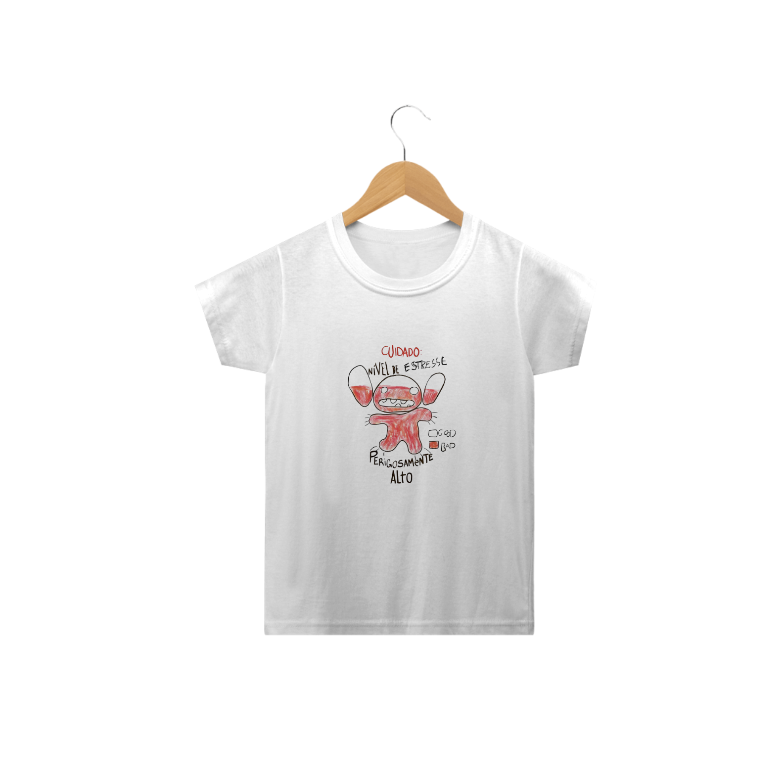 Camiseta 'Cuidado Nível de Estresse Perigosamente Alto' Stitch Infantil