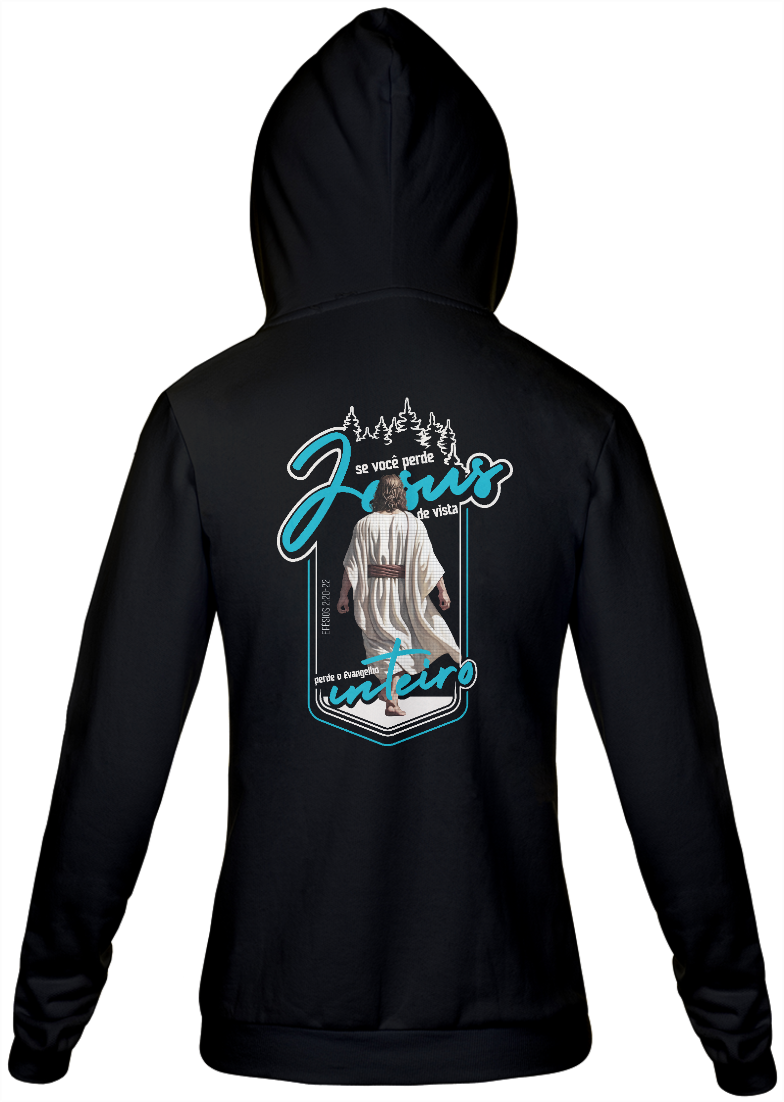 Blusa de Moletom com Zíper Efésios 2:20-22 - Preta