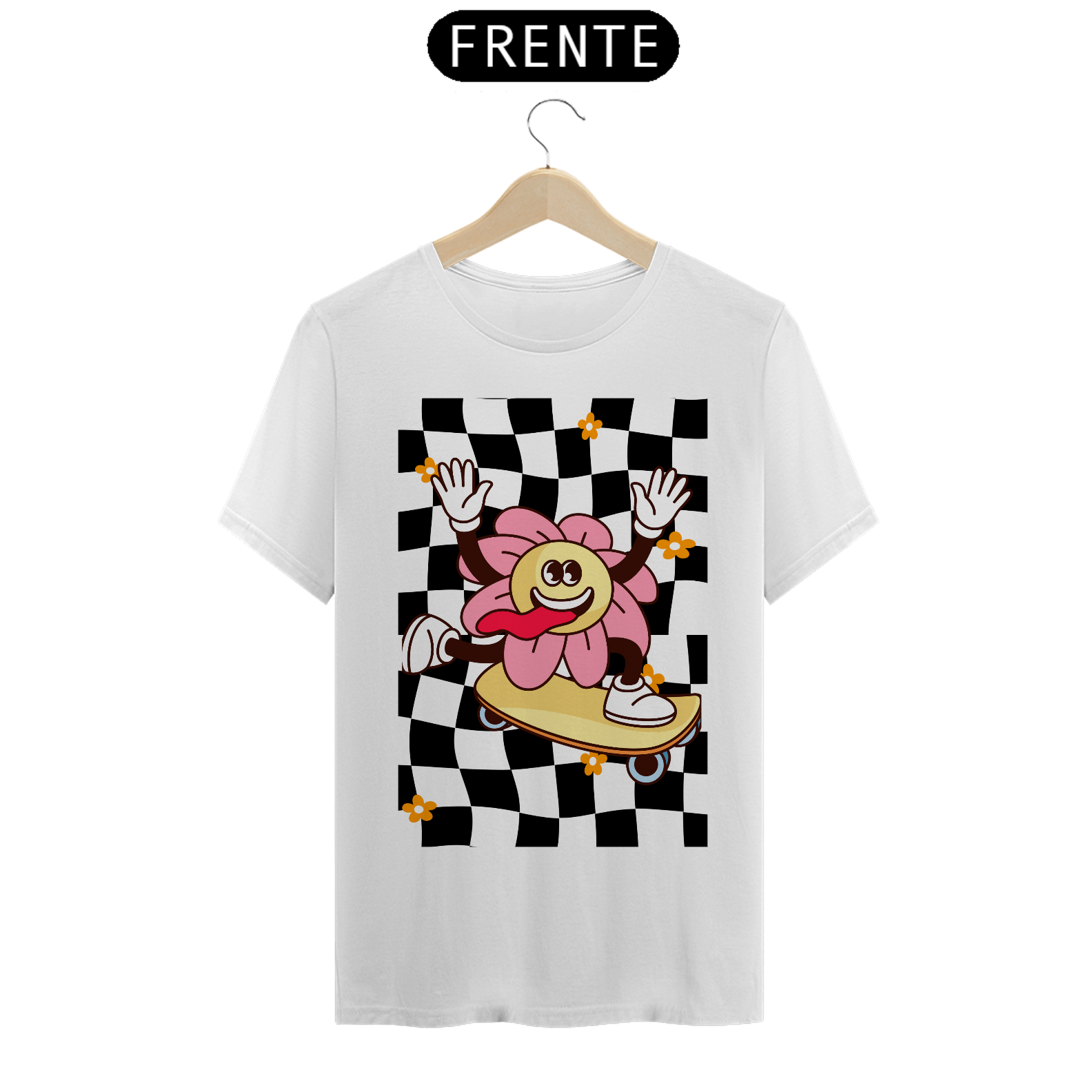 Camiseta Flor Xadrez