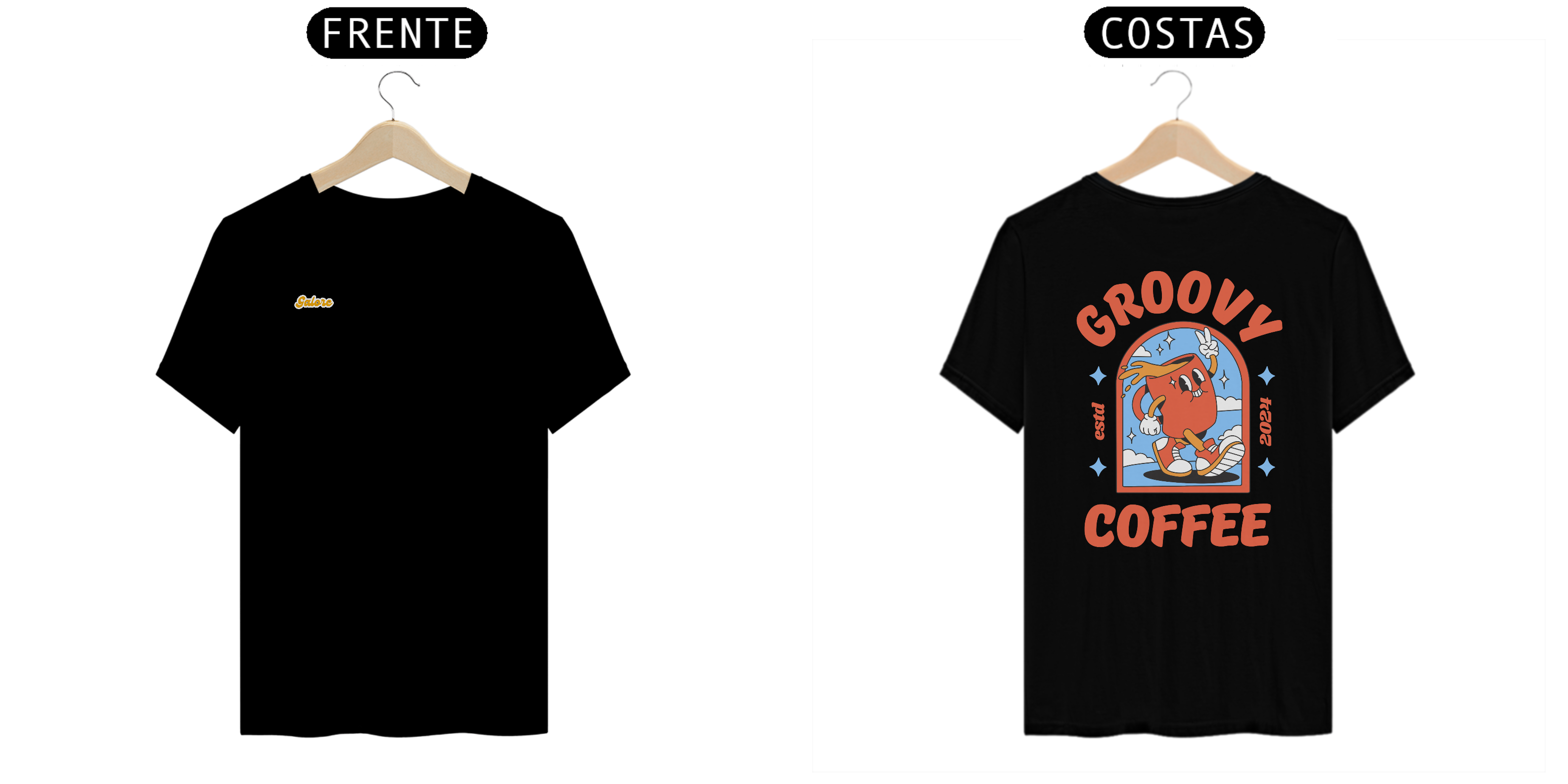 T-Shirt Varied Colors Rubber Hose Style Unissex Galore & Groovy Coffee