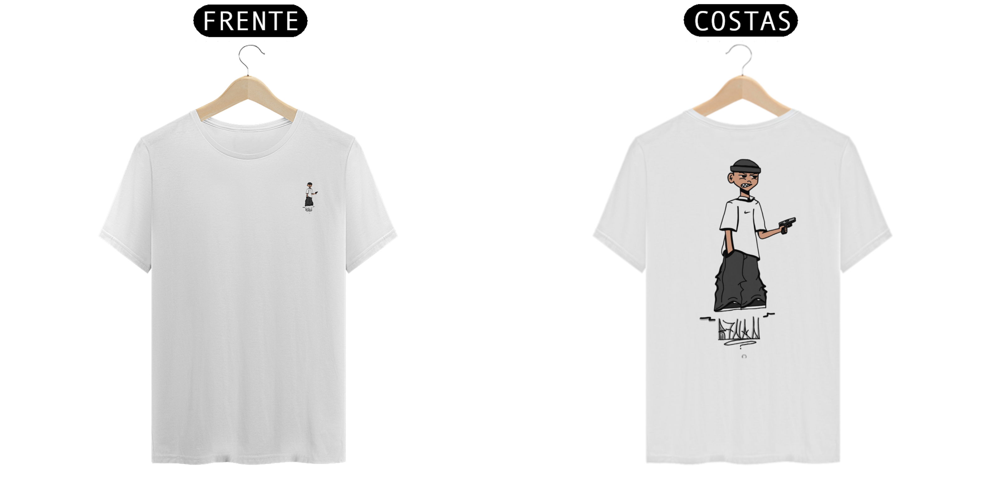 Nome do produto: camiseta classica com desenho atras e frente