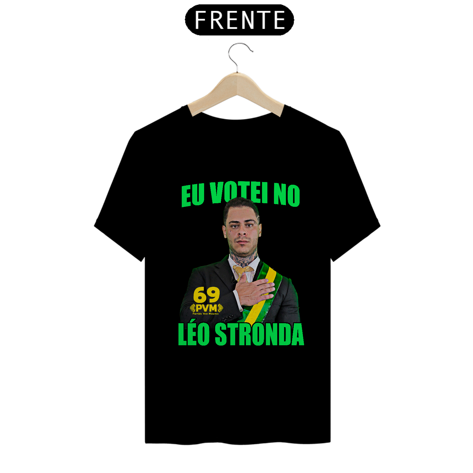 Camiseta “Eu Votei no Léo Stronda” – Representatividade do shape no poder