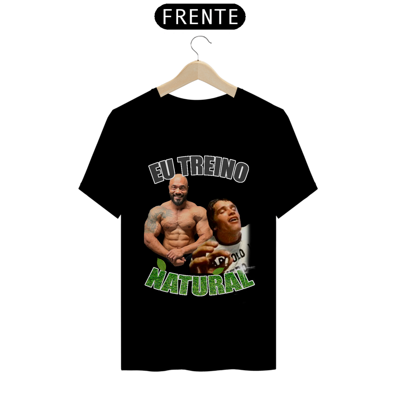 Camiseta “Eu Treino Natural” – 100% alface, 200% trapézio