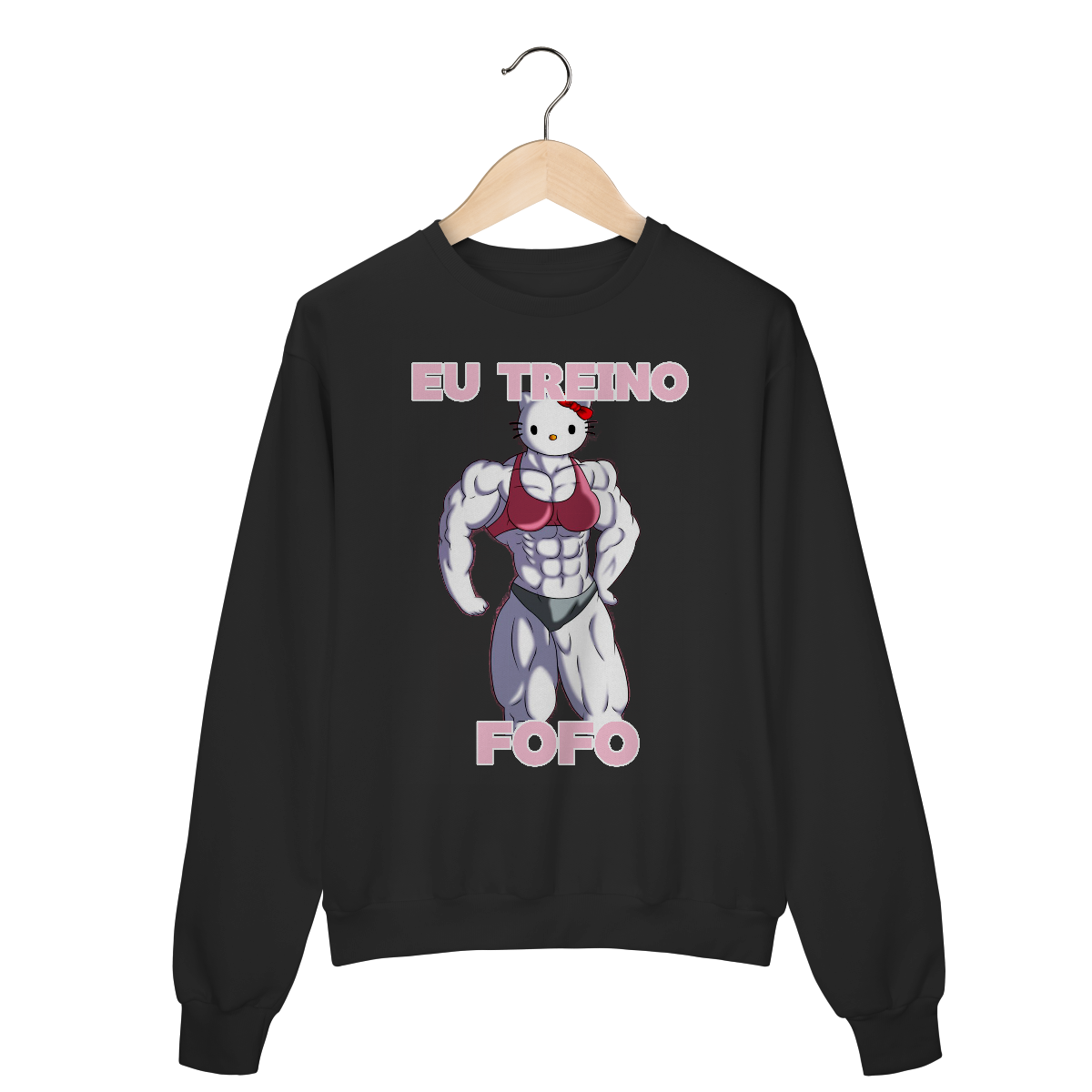 Moletom “EU TREINO FOFO” - HELLO KITTY(black)