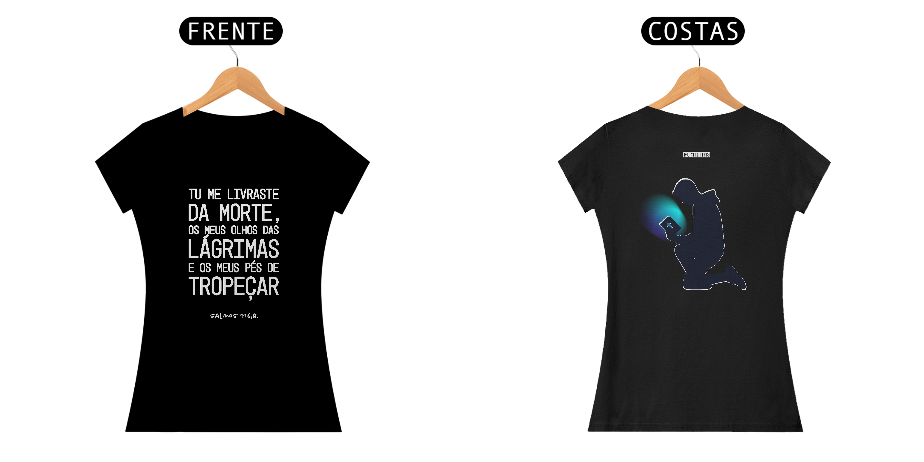 T-Shirt Feminina Baby Long Humilitas Cloth: Coleção Voz Divina - Salmos 116, 8