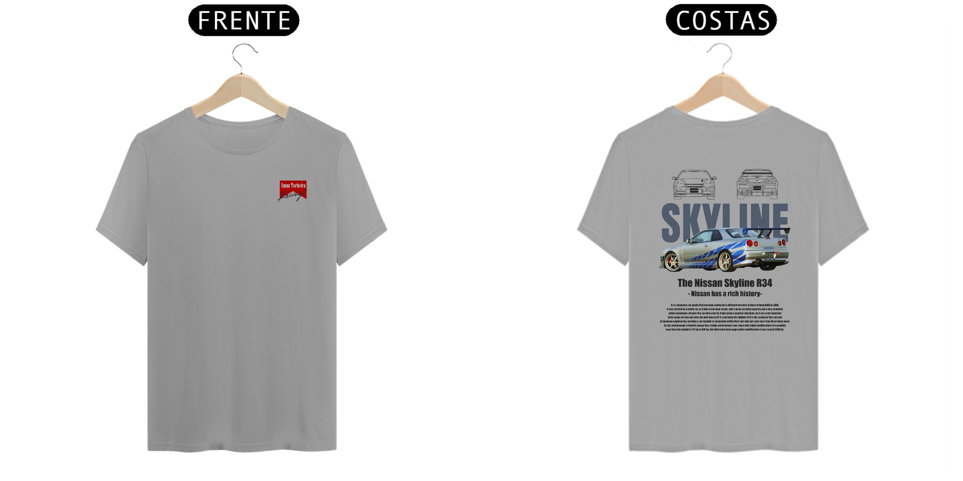 CAMISETA QUALITY SKYLINE - LOGO AUTOS TURBEIRA RACING