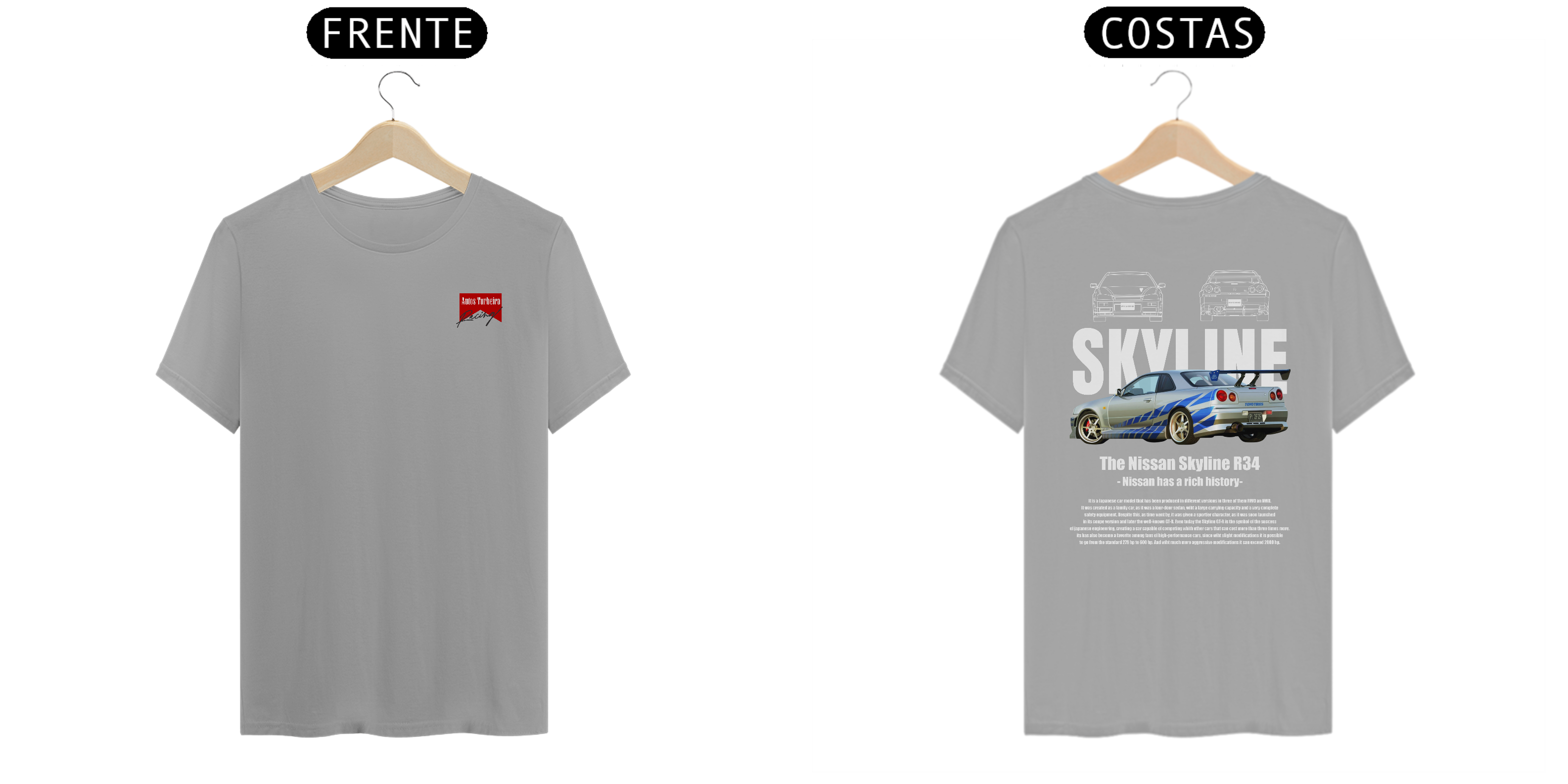 CAMISETA QUALITY SKYLINE - LOGO AUTOS TURBEIRA RACING