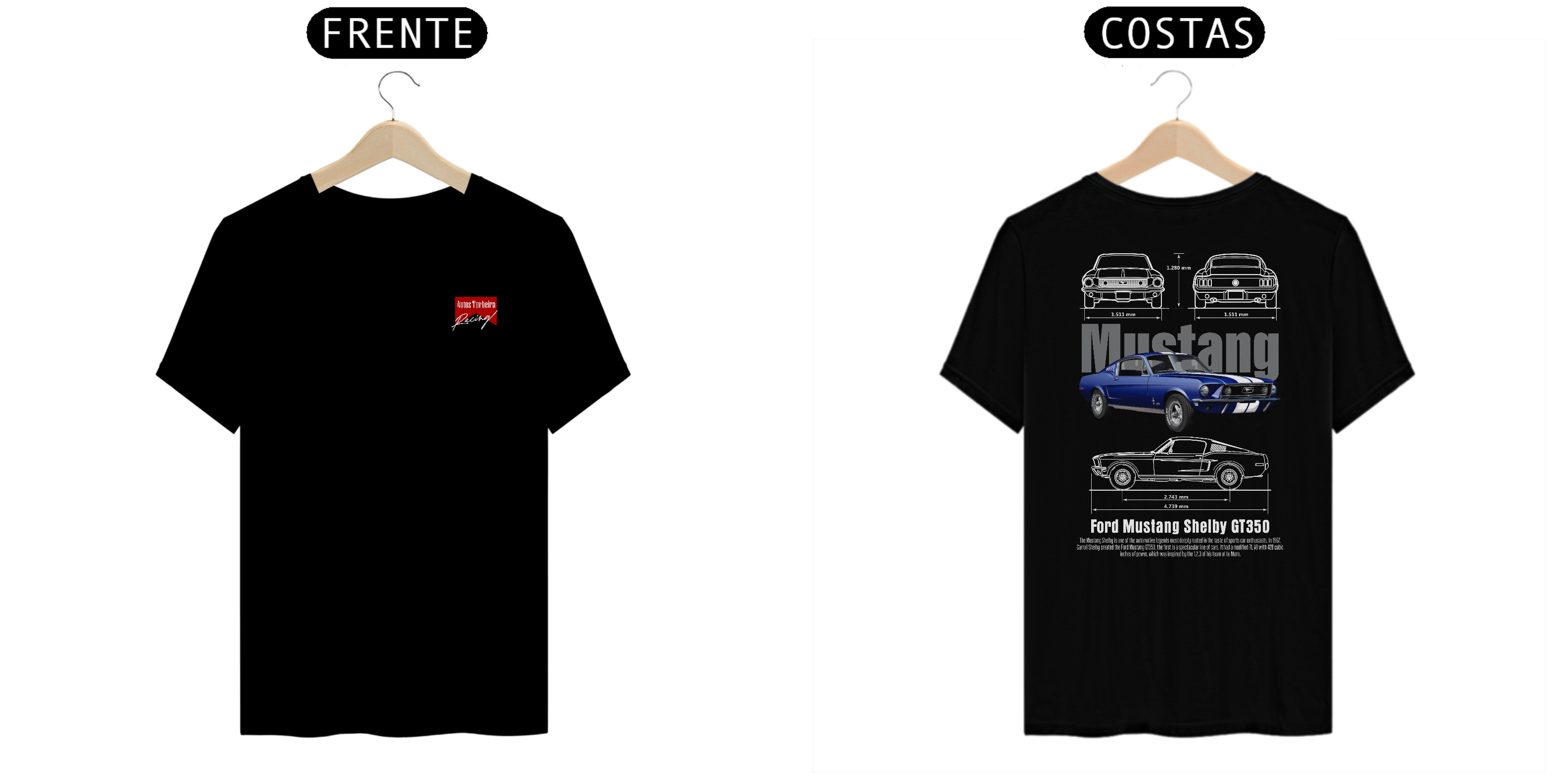 CAMISETA QUALITY MUSTANG - LOGO AUTOS TURBEIRA RACING
