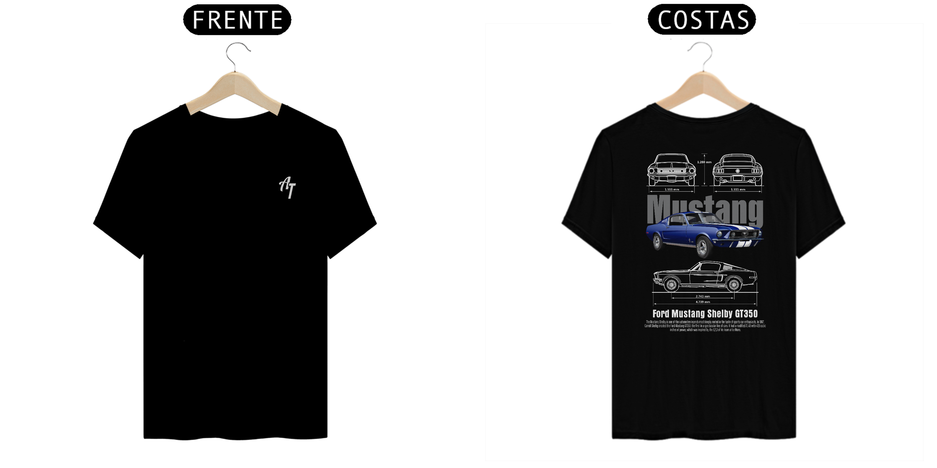 CAMISETA QUALITY MUSTANG GT350 - LOGO AT