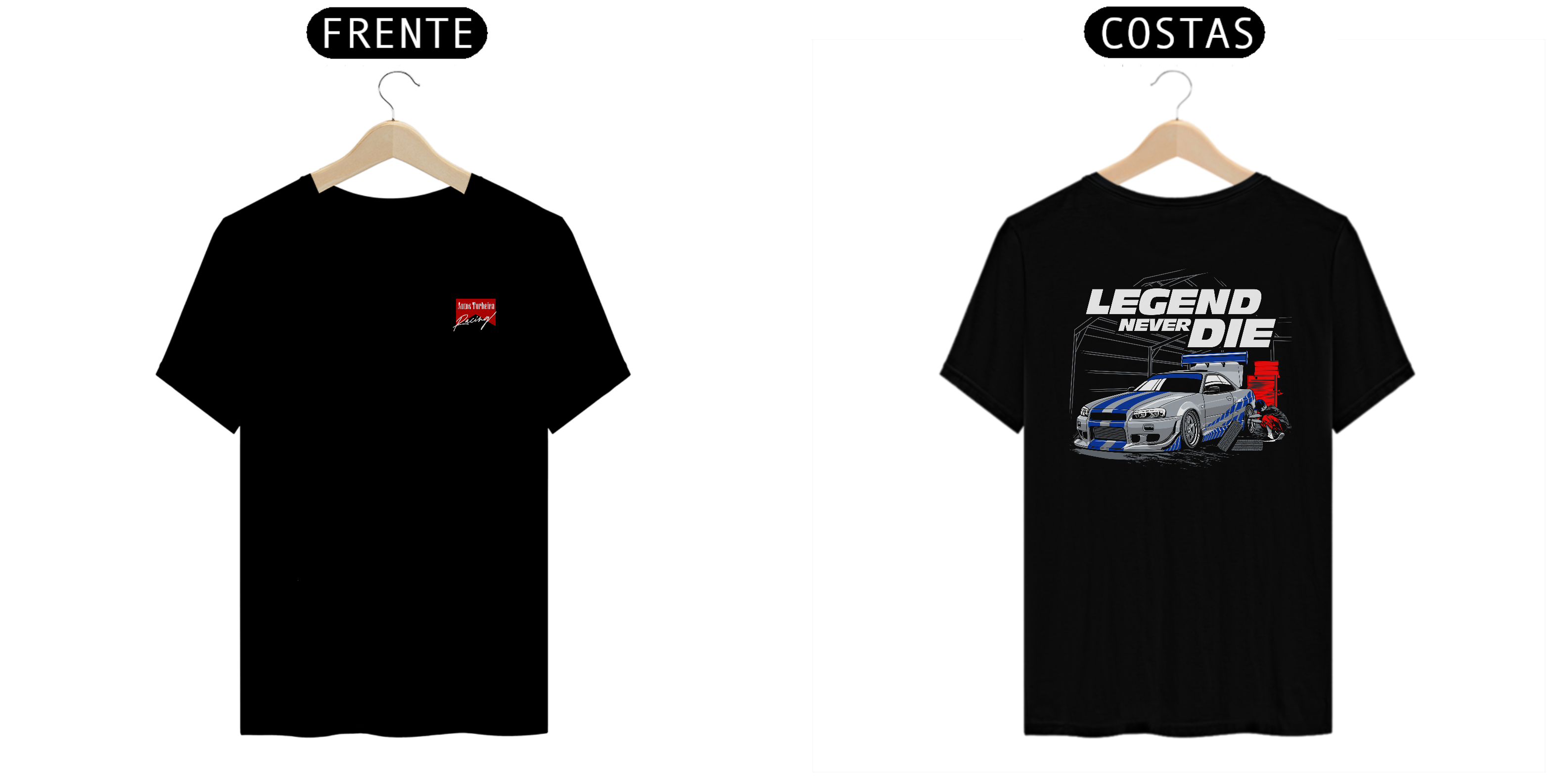 CAMISETA QUALITY LEGEND NEVER DIE - LOGO AUTOS TURBEIRA RACING