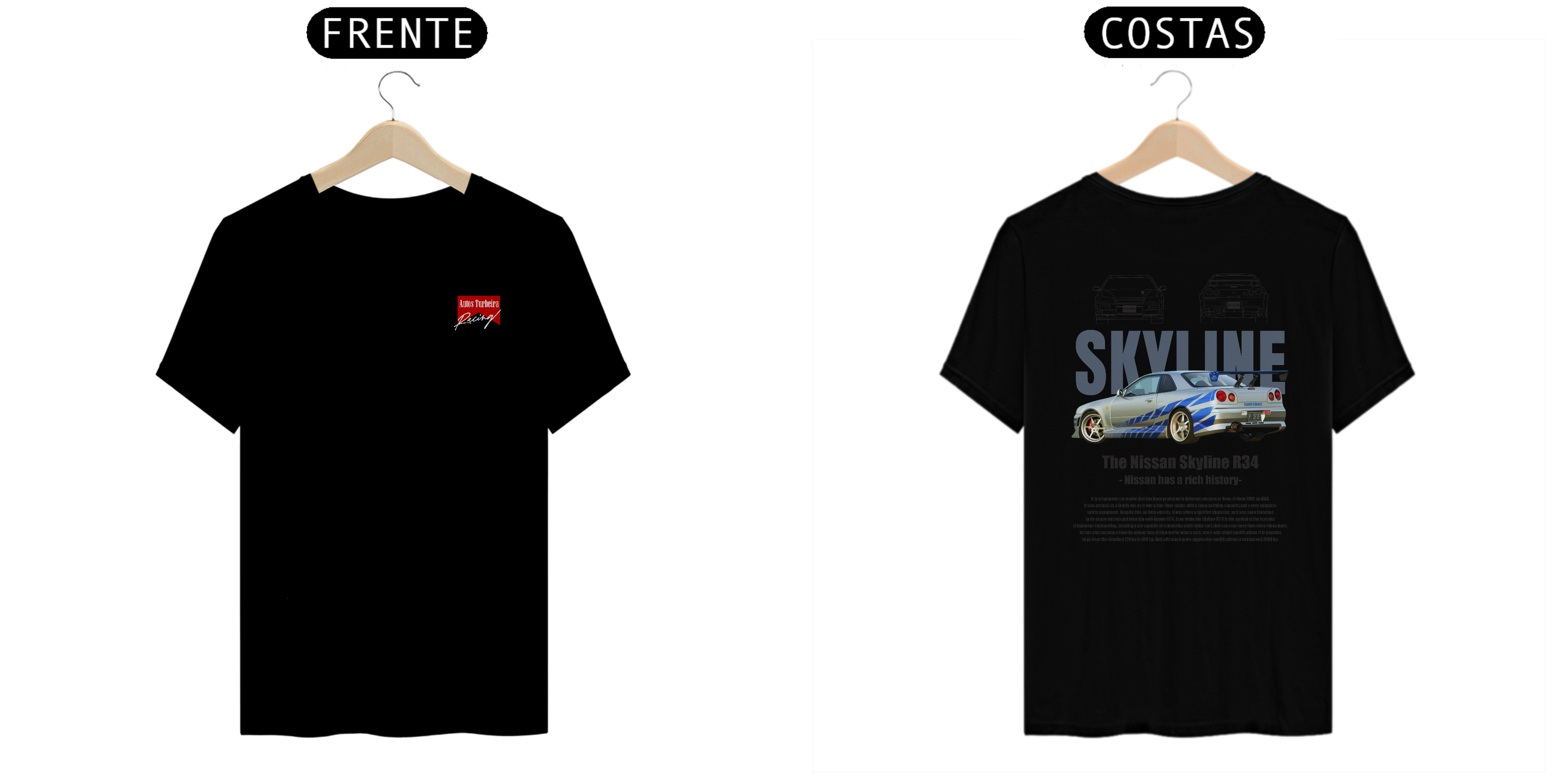 CAMISETA QUALITY SKYLINE - LOGO AUTOS TURBEIRA RACING