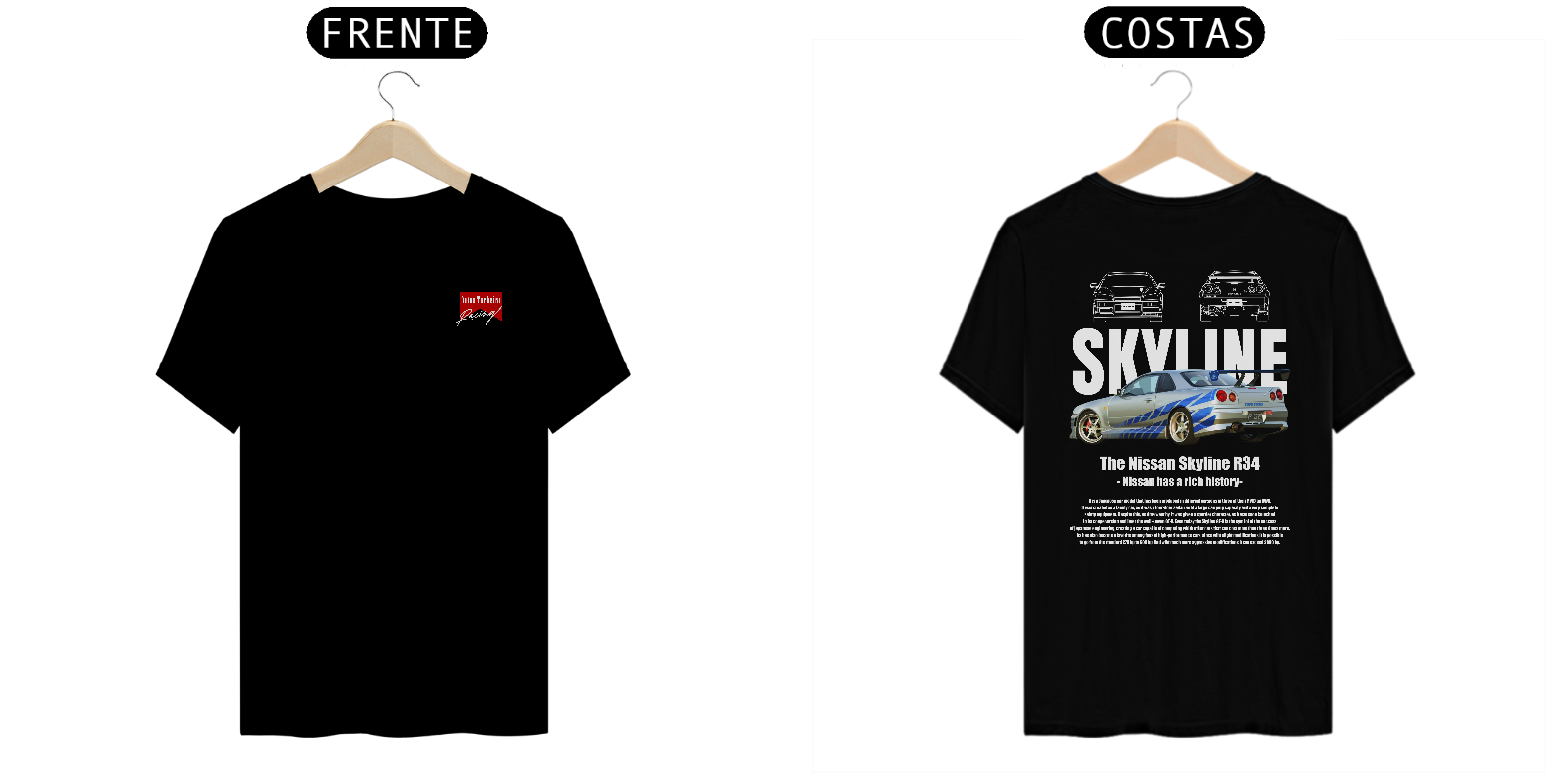 CAMISETA QUALITY SKYLINE - LOGO AUTOS TURBEIRA RACING