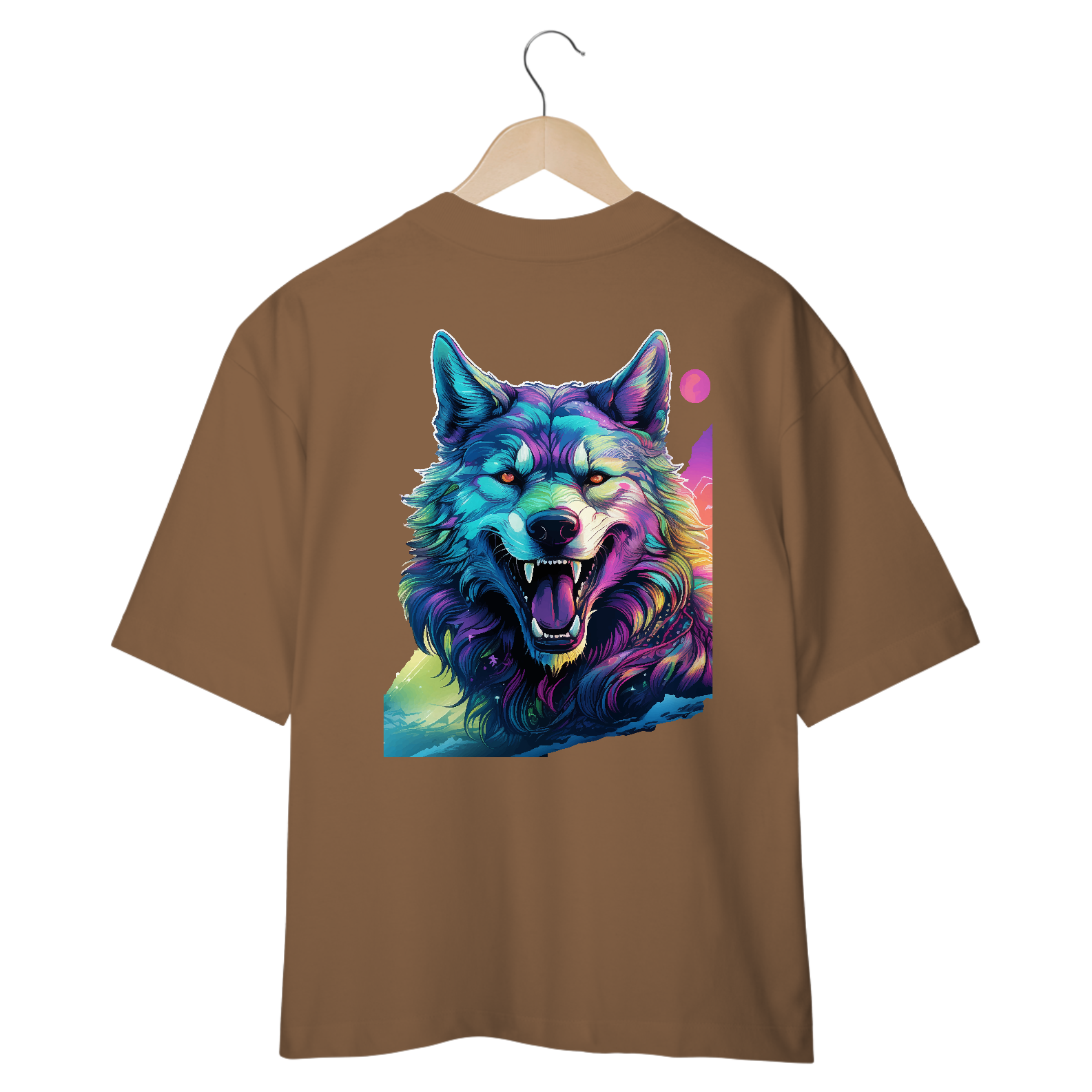 Eye-Catching Neon Wolf Oversized T-Shirt