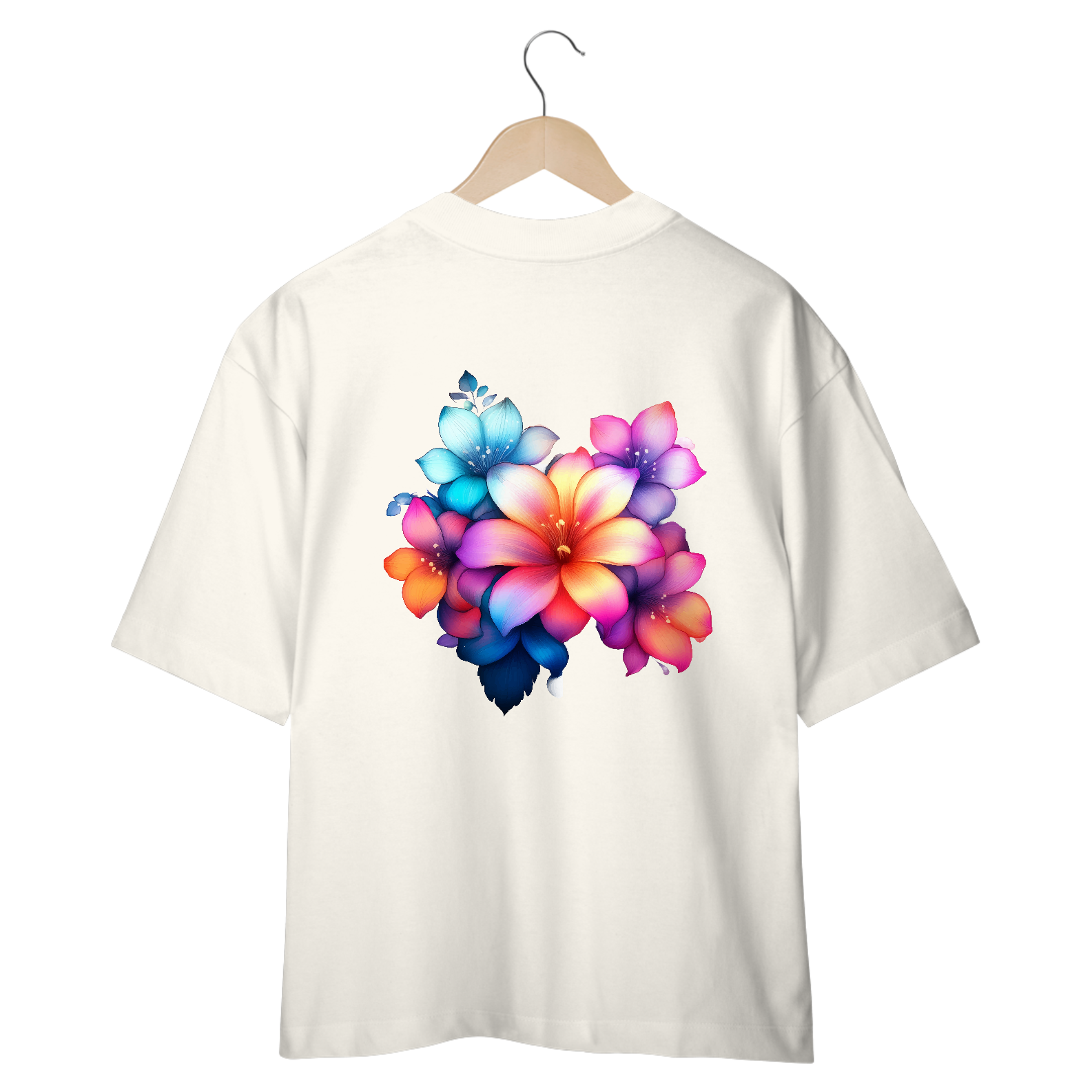 Neon Flower Print Oversized T-Shirt: Stand Out