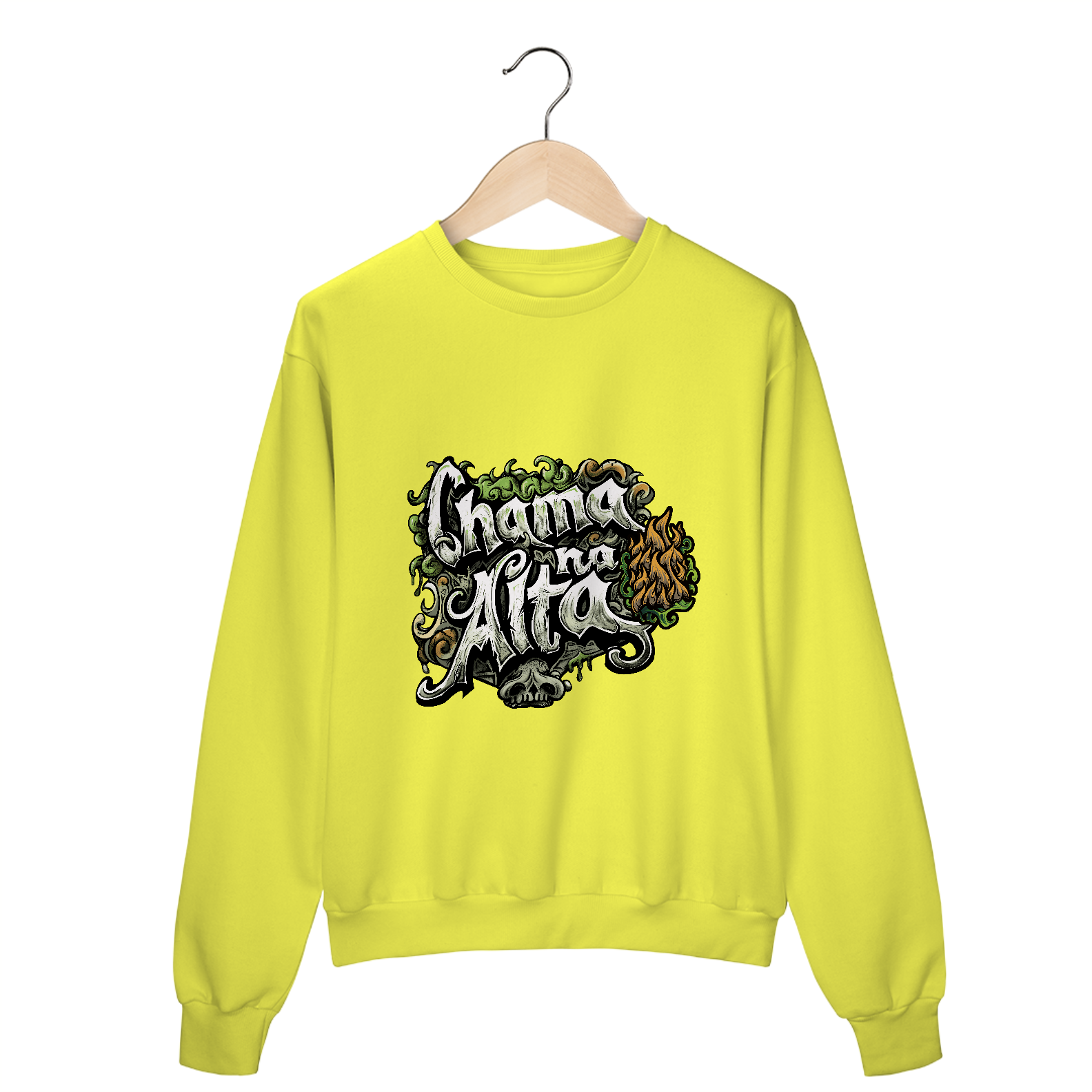 Moletom Fechado Neon Chama na Alta