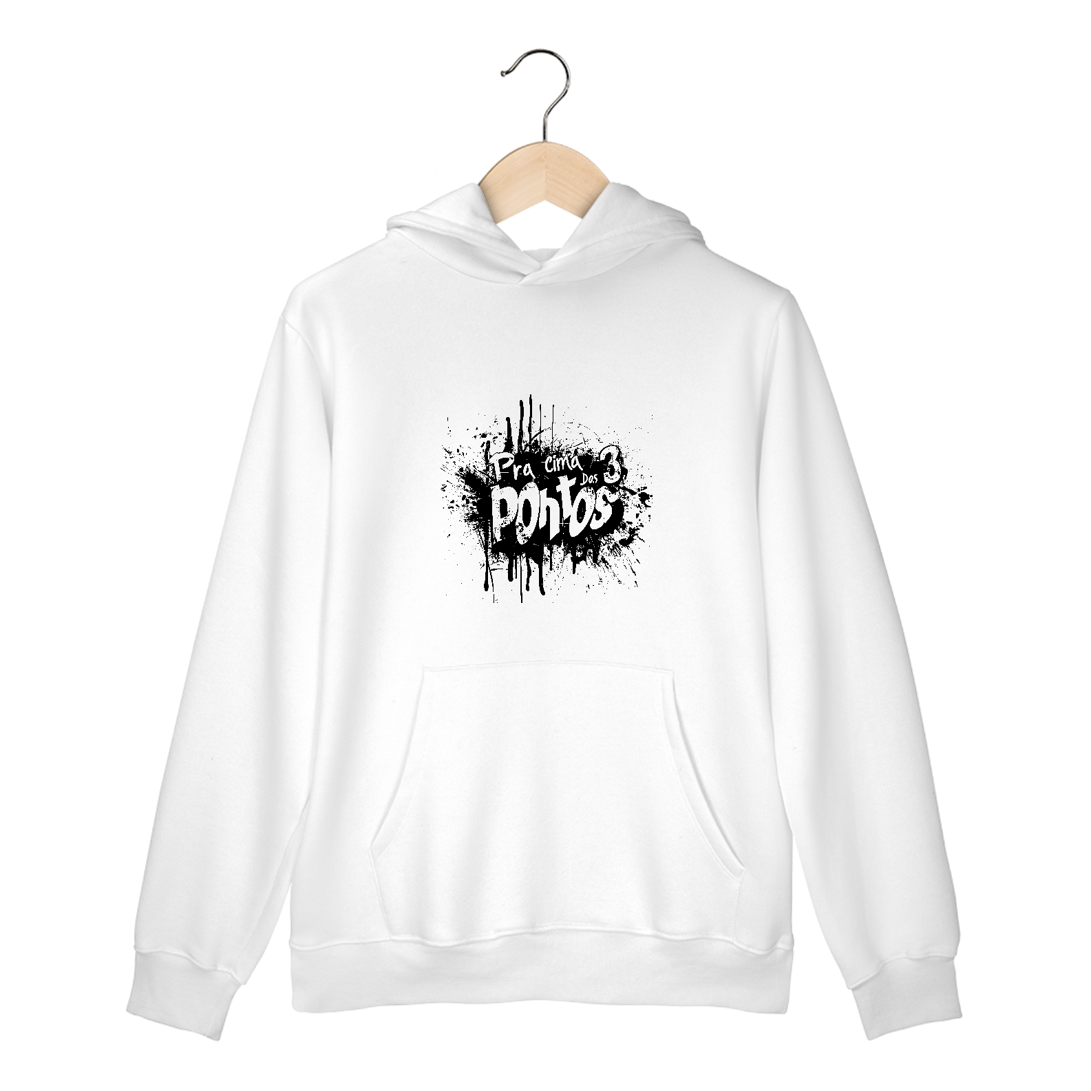 Moletom Canguru Pra Cima dos 3 Pontos - Preto